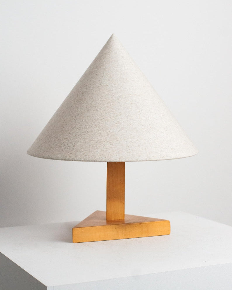 Postmodern Wooden Lamp Base – Geometric Bauhaus Japandi Architectural Desk Light by Studio Ecubed | The Oblist