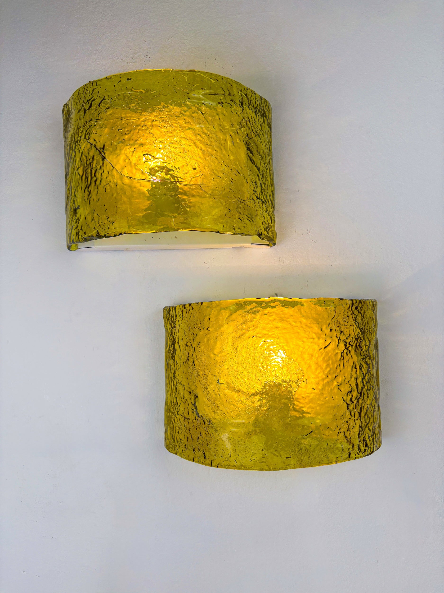 Pair of Carlo Nason for Mazzega Murano Glass Wall Sconces, Italy Circa 1970s — close-up