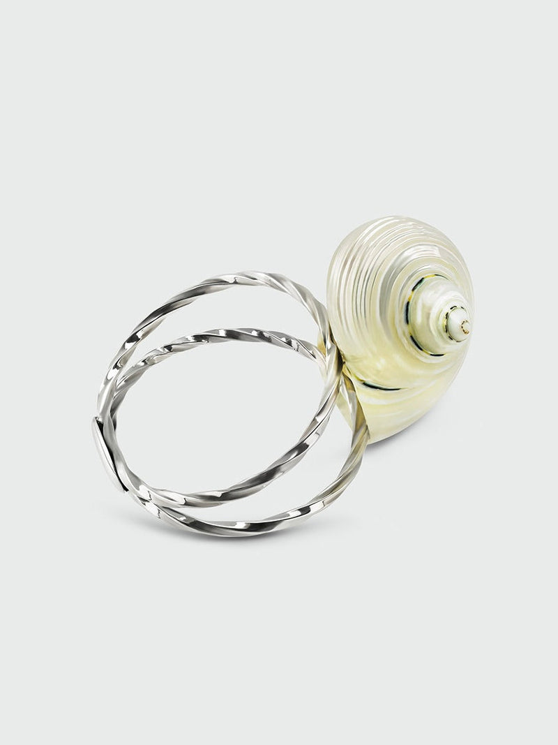 Set of 2 Napkin Rings — close-up of twisted silver design