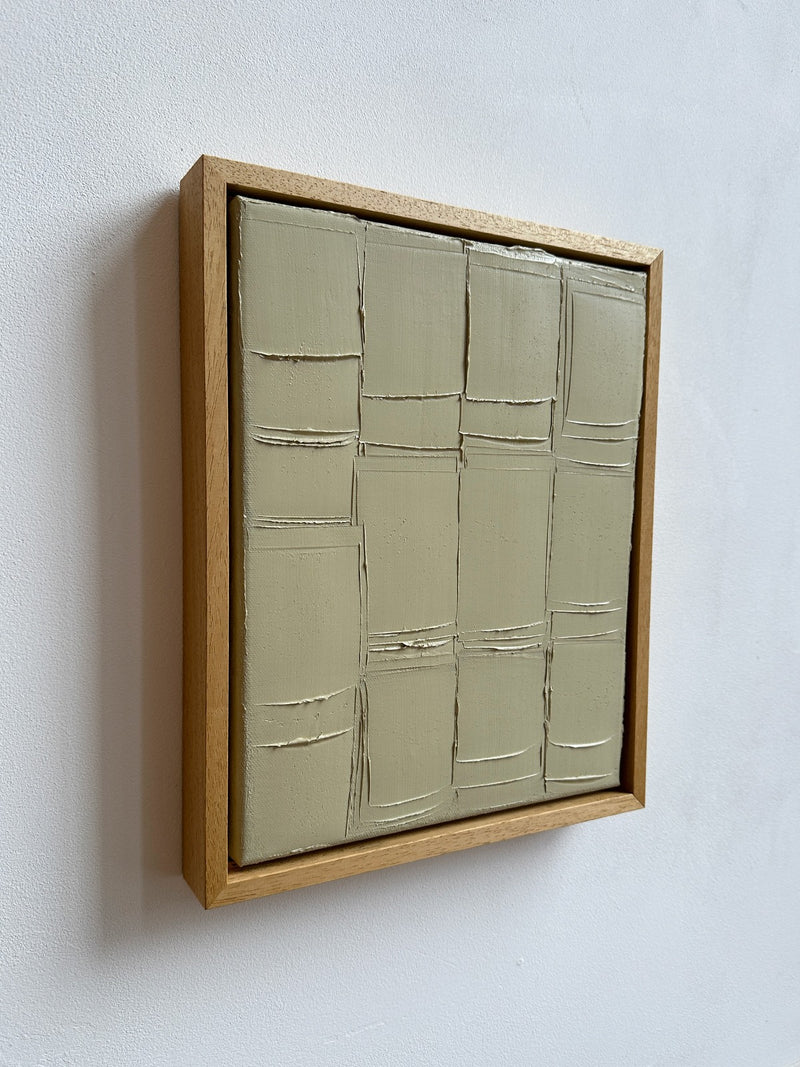 Buff Titanium - Terrace' Painting — close-up of textured green surface in wooden frame