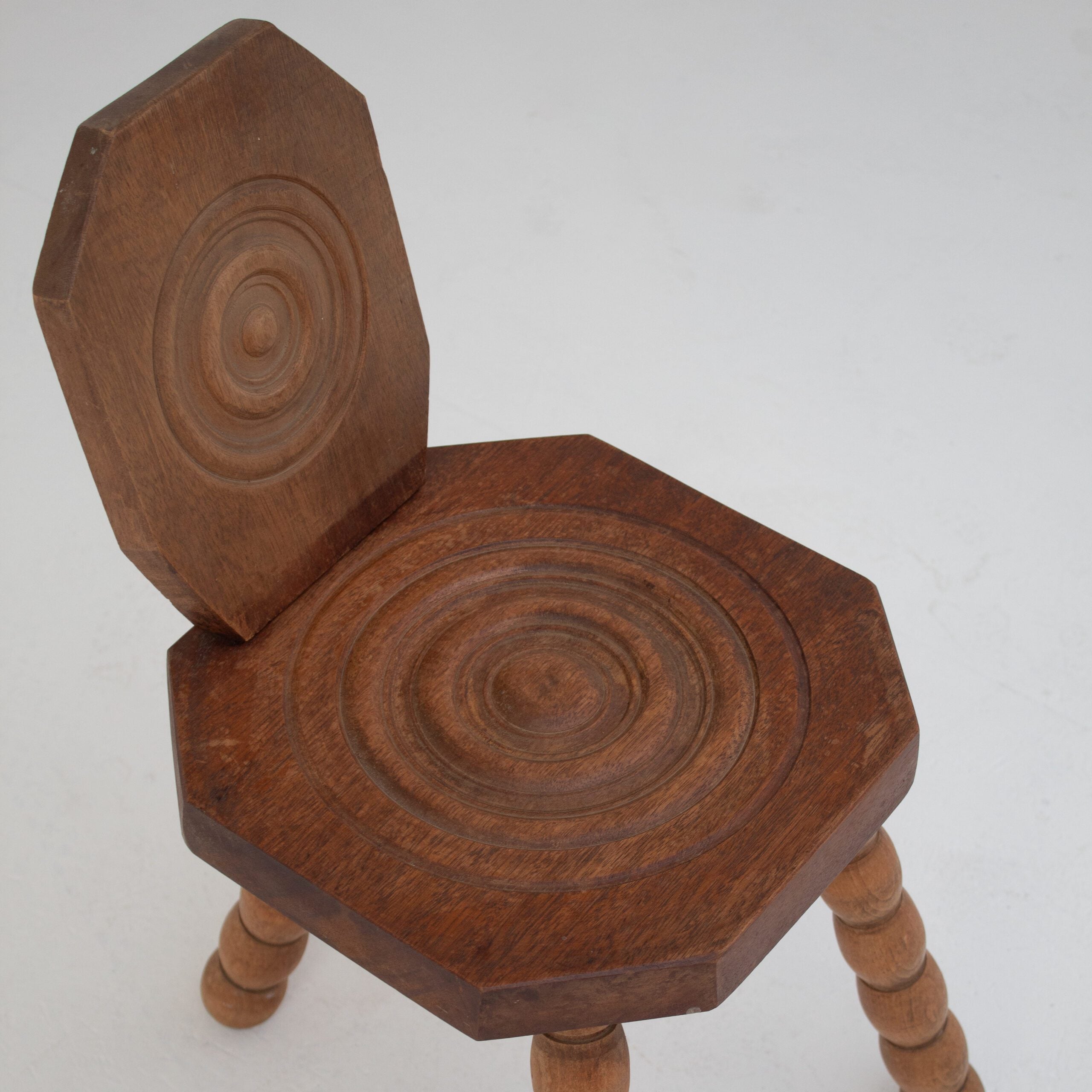 Pair of Sculptural Bobbin Stools with Backrests — view 9