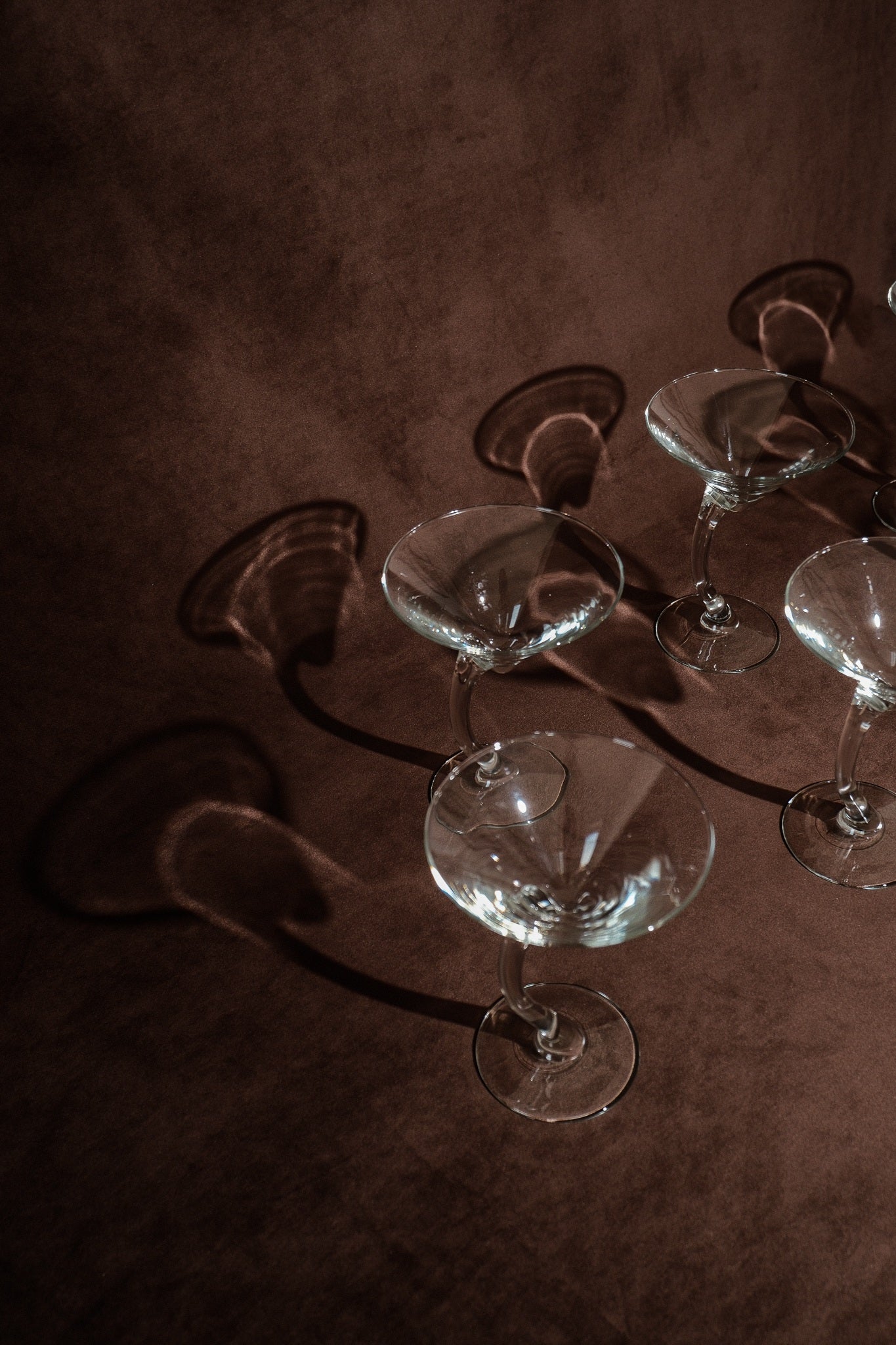 Set of 6 Curved Stem Cocktail Glasses — side angle
