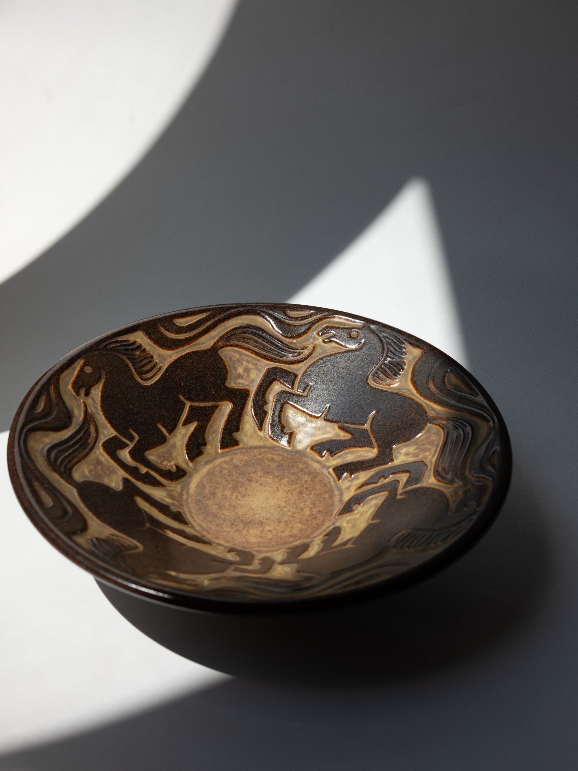 Marianne Starck Mid Century Galloping Horses in Relief - Serveware Bowl c. 1950s by Trove Paris | The Oblist