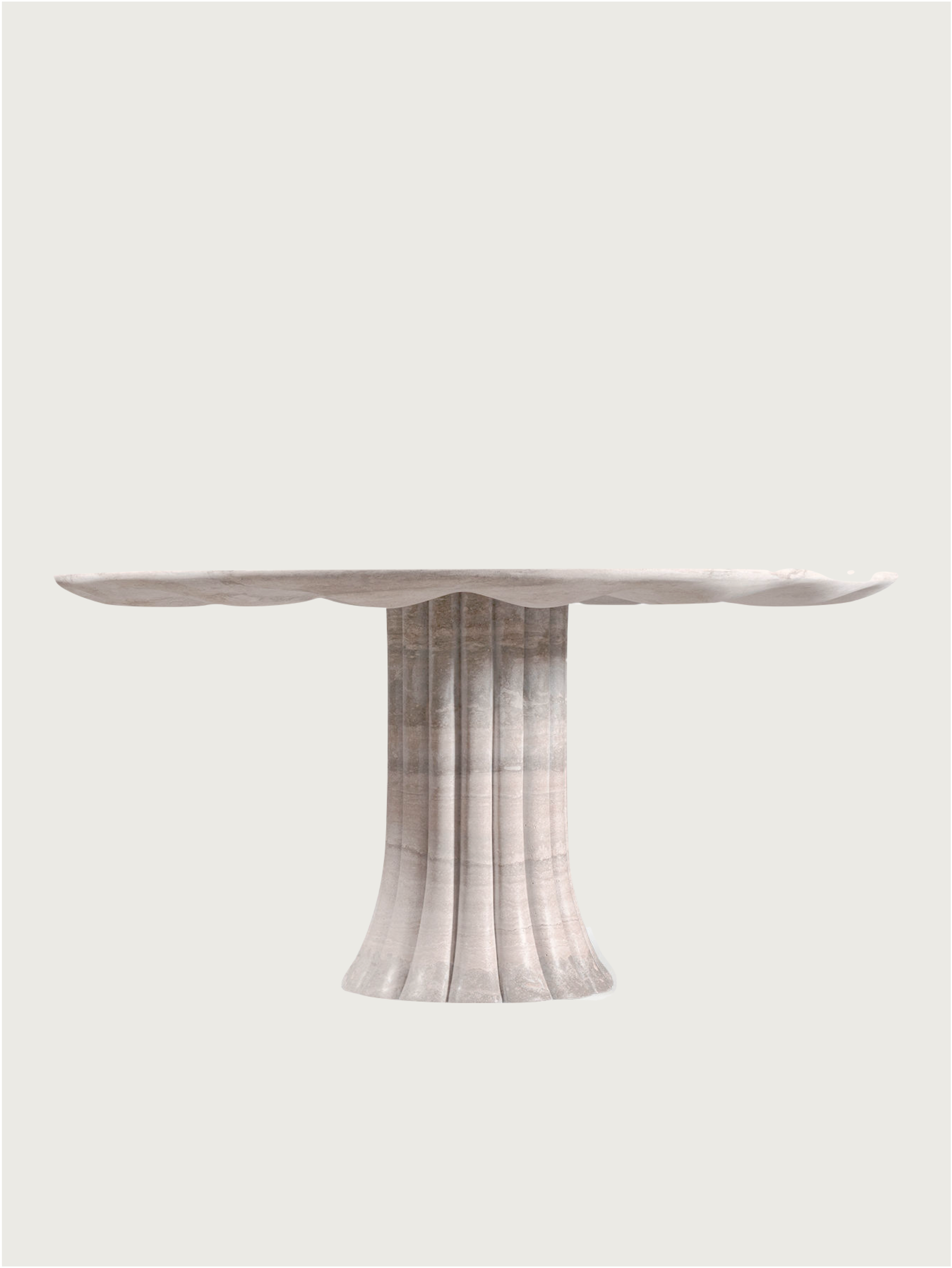 Drapery Table in Silver Travertine — alternate view