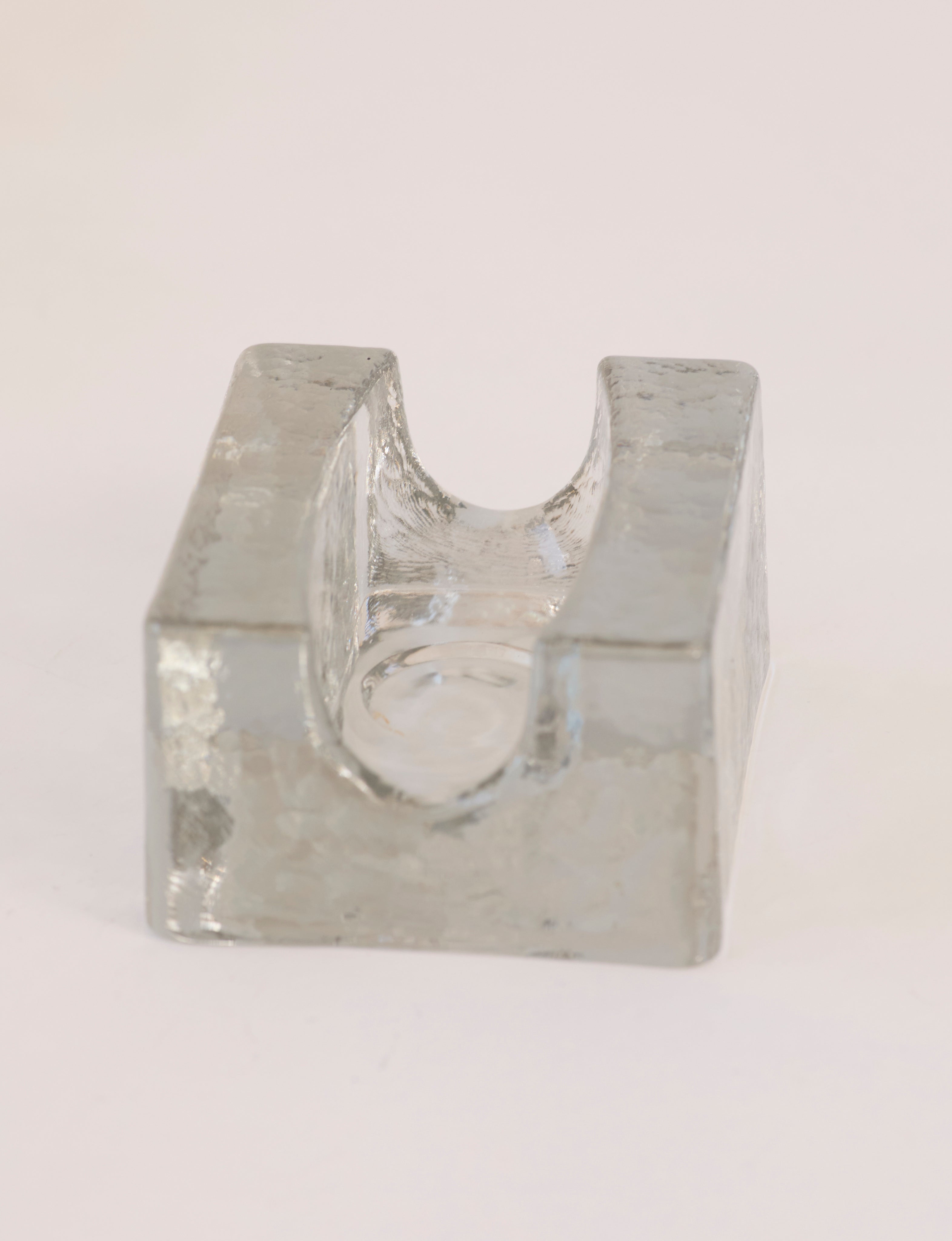 Vintage Scandinavian Candle Holders in Glass and Clear Glass — top view of clear glass holder