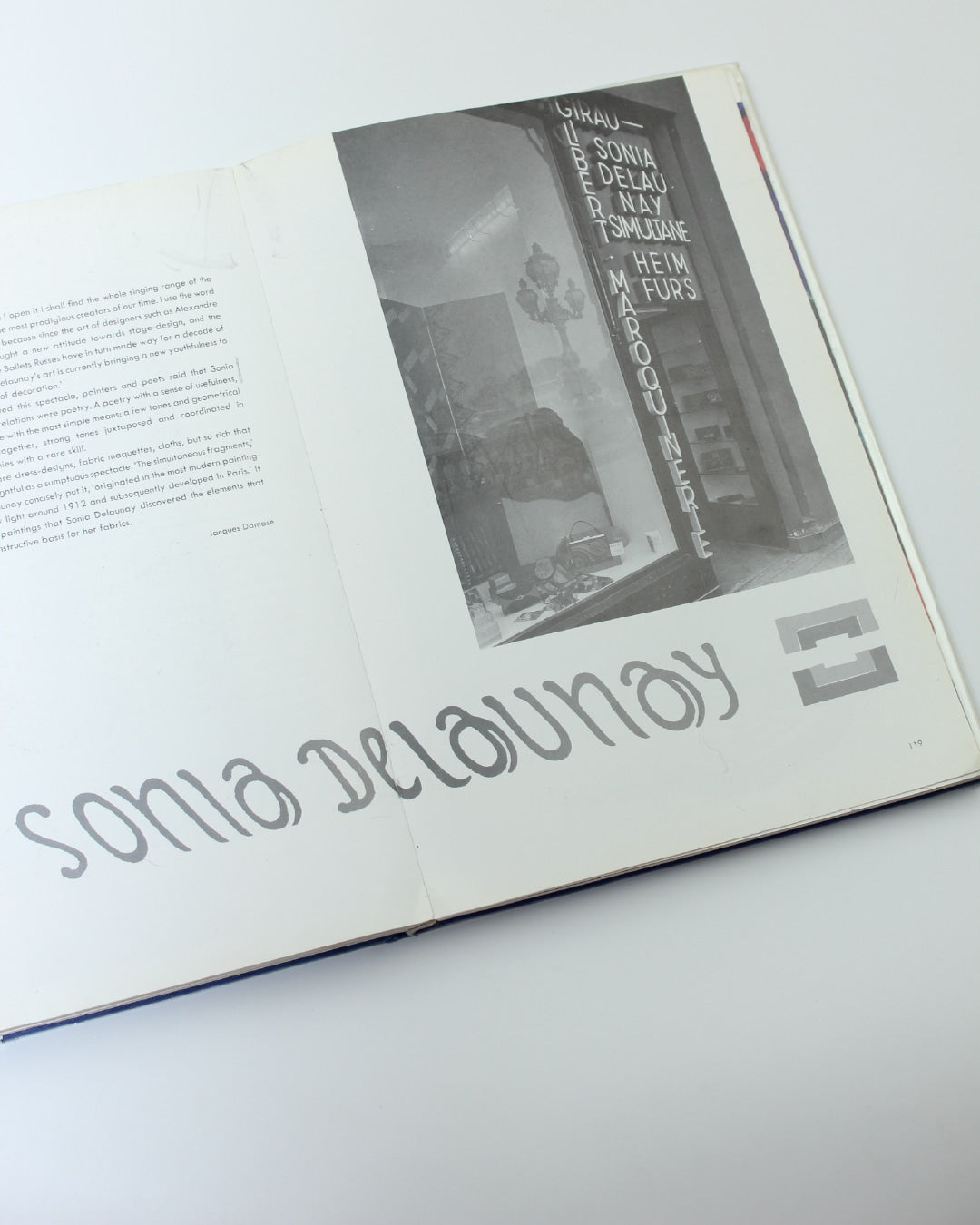 Sonia Delaunay: Fashion and Fabrics — open book page with text and images
