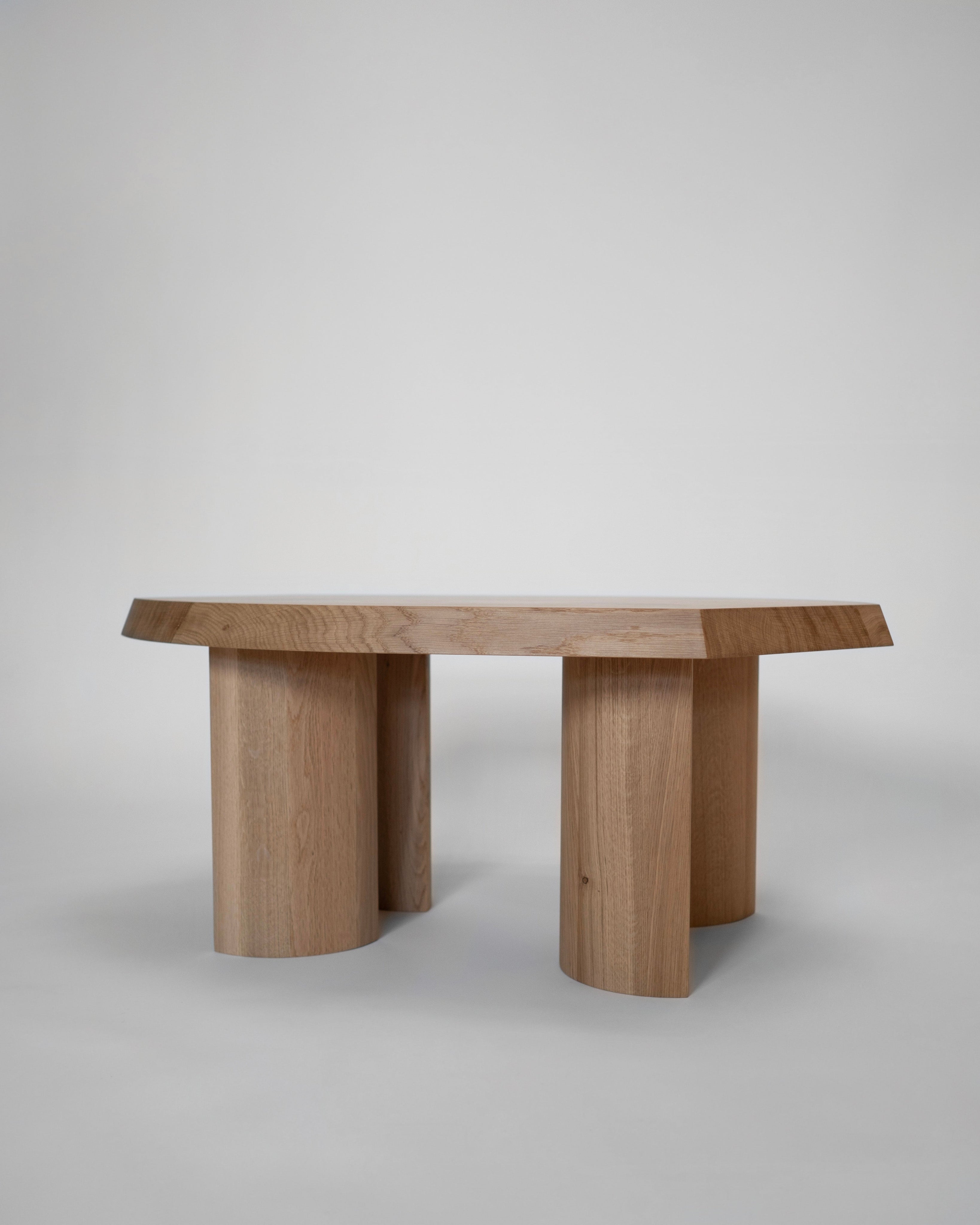 Gilbert Small Coffee Table - Oak — back view highlighting rounded wooden legs