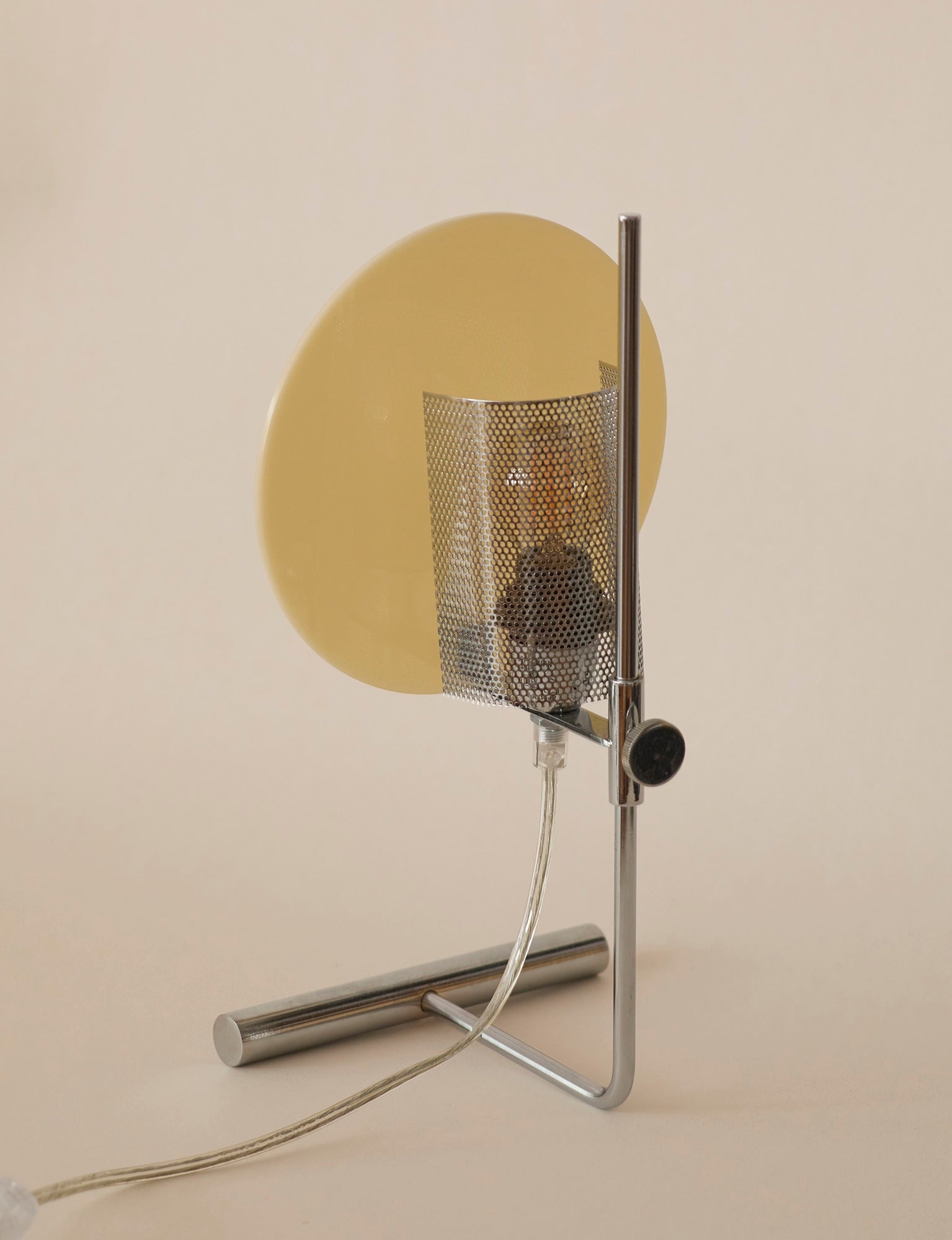 Vintage Habitat Table Lamp with Rotating Disc Shade on Chrome Stem, c. 1990 — alternate view