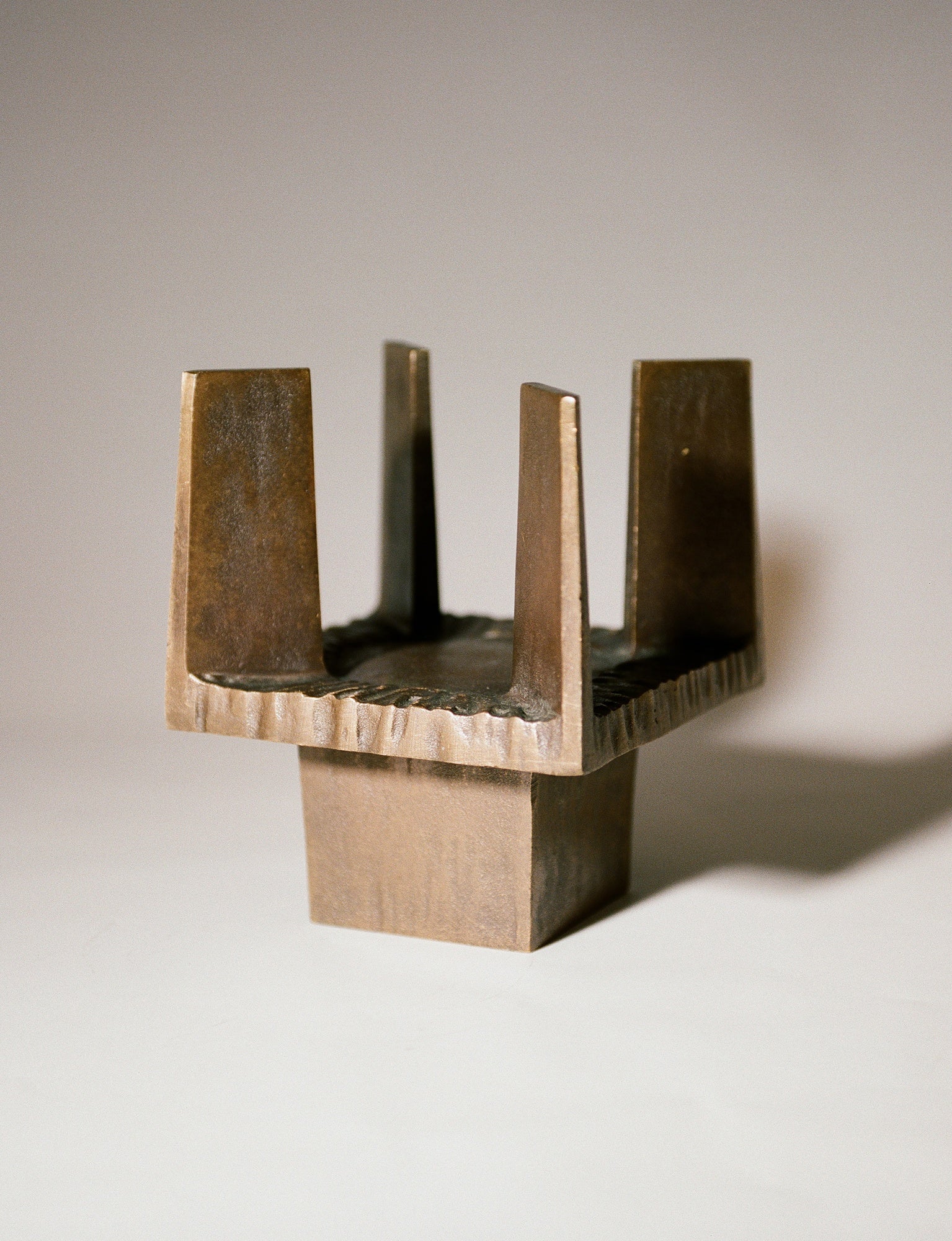 Vintage French Bronze Mid-Century Candle Holder Circa 1950