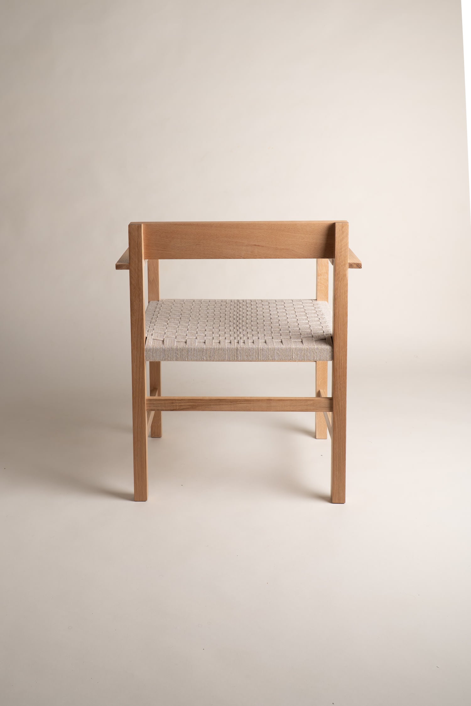 "Cadira.03" Hand woven oak chair — side angle