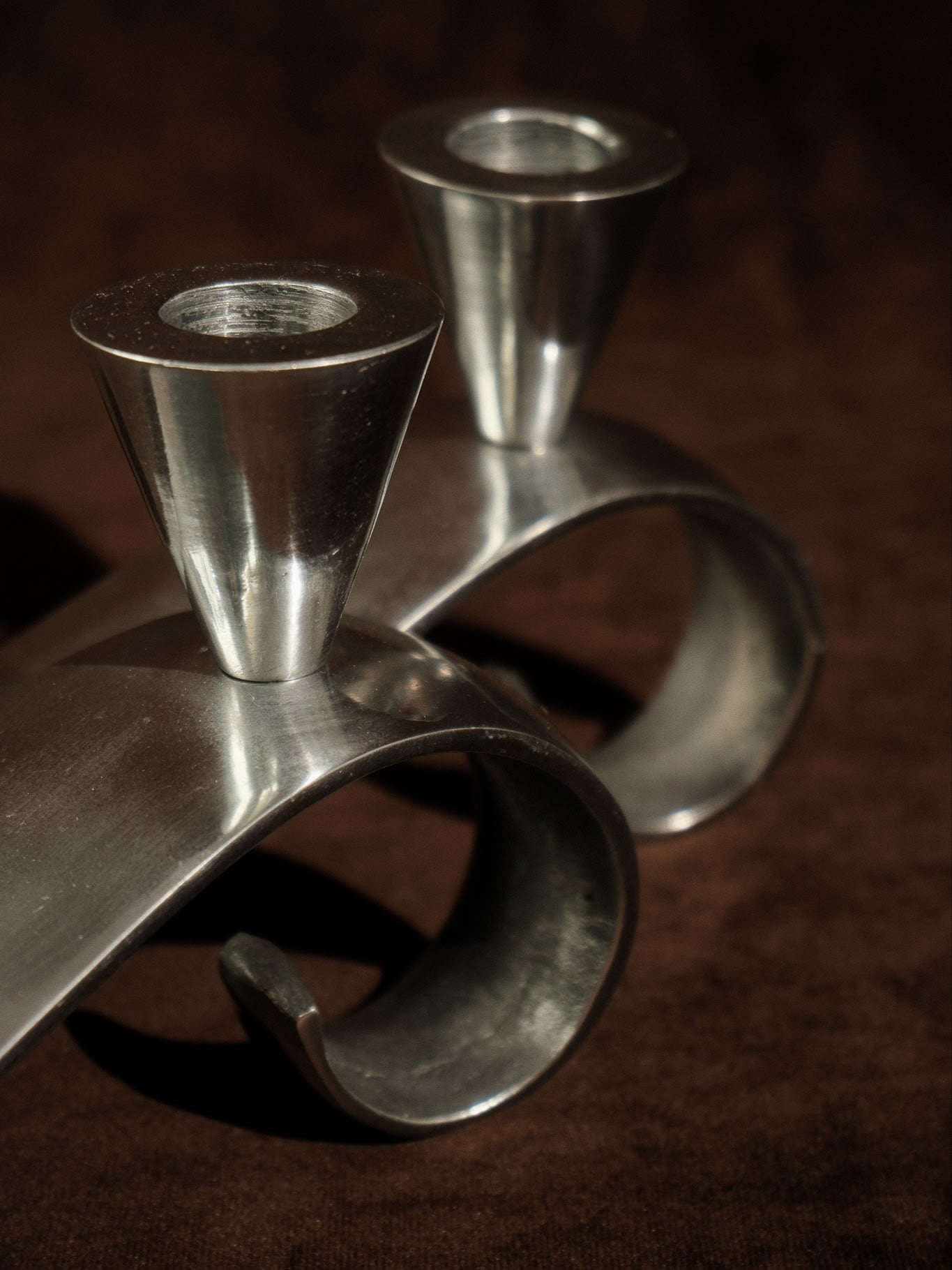 Set of 2 Comma Candlesticks, Attributed to Matthew Hilton — in context
