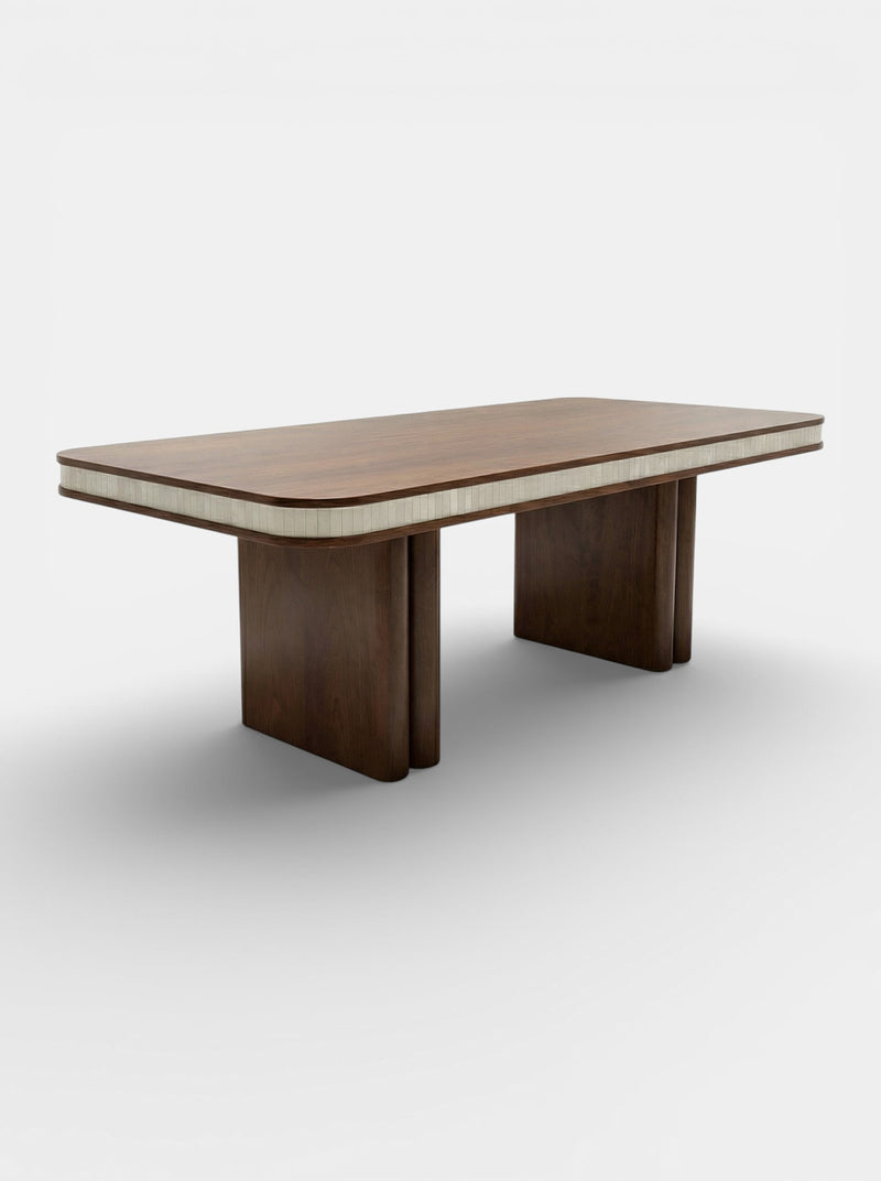 Doppio Wood And White Onyx Dinning Table — detail view