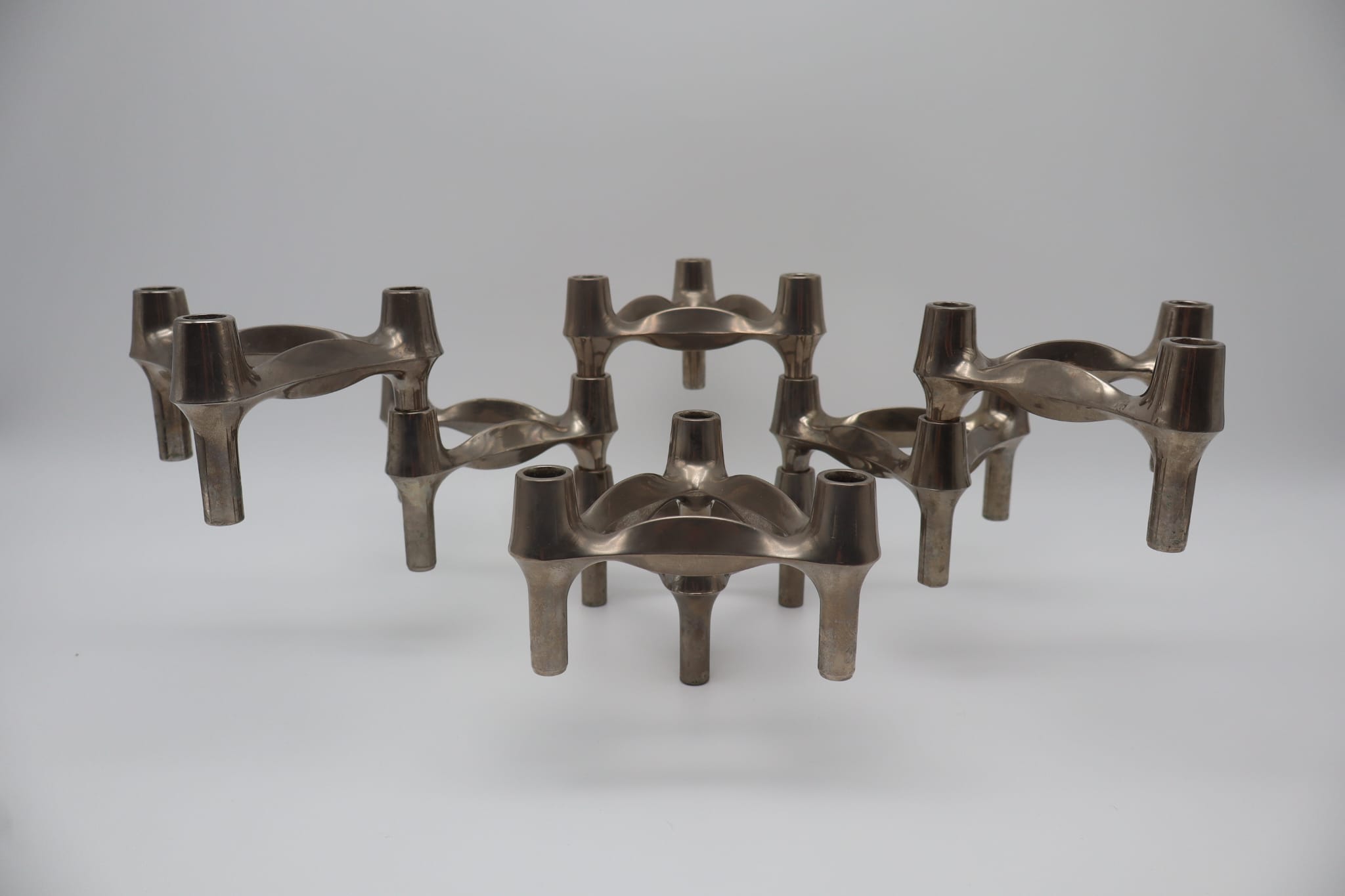 Stoffi & Nagel BMF Modular Candleholder – West Germany 1970s – Stackable Chrome Mid Centur — side angle