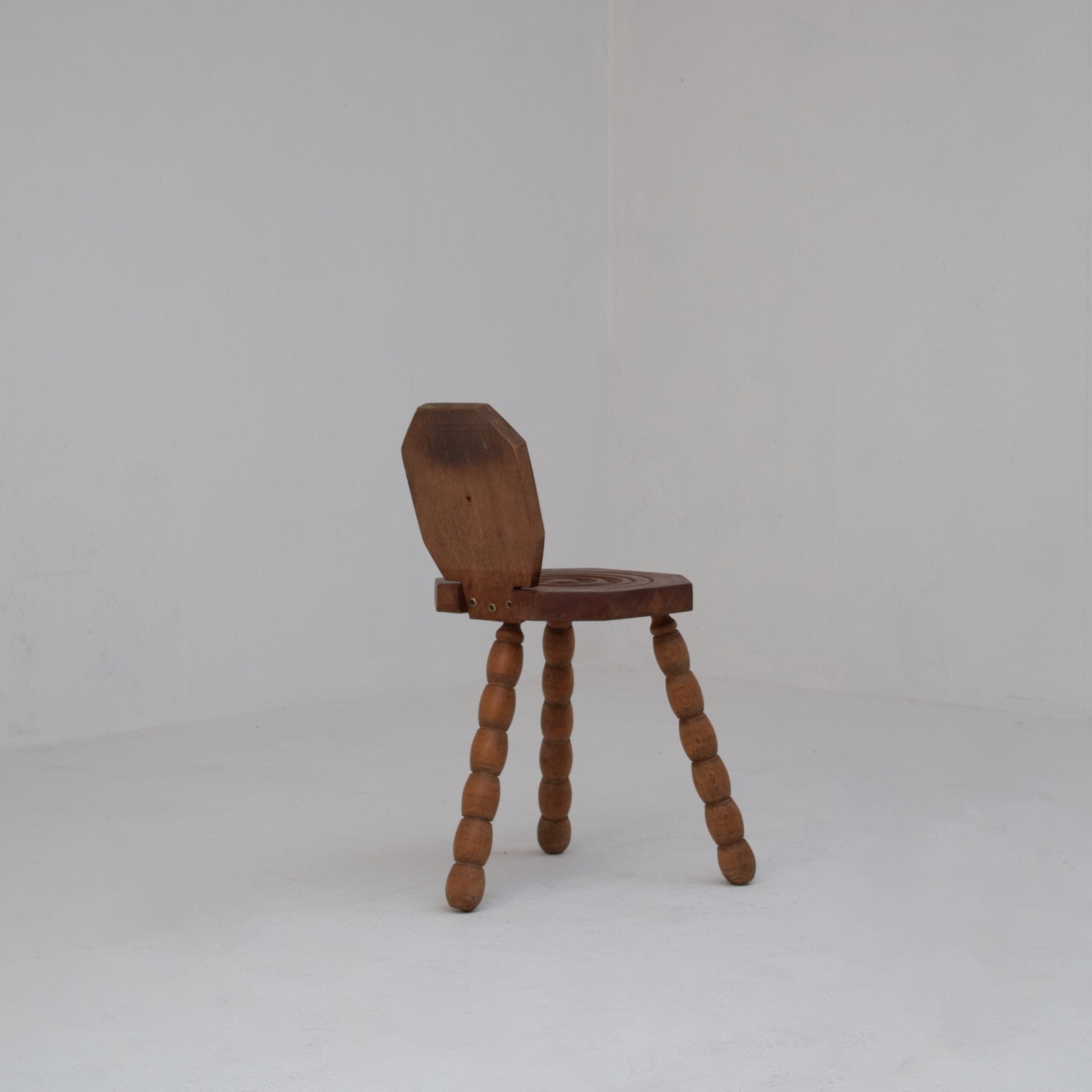 Pair of Sculptural Bobbin Stools with Backrests — alternate view