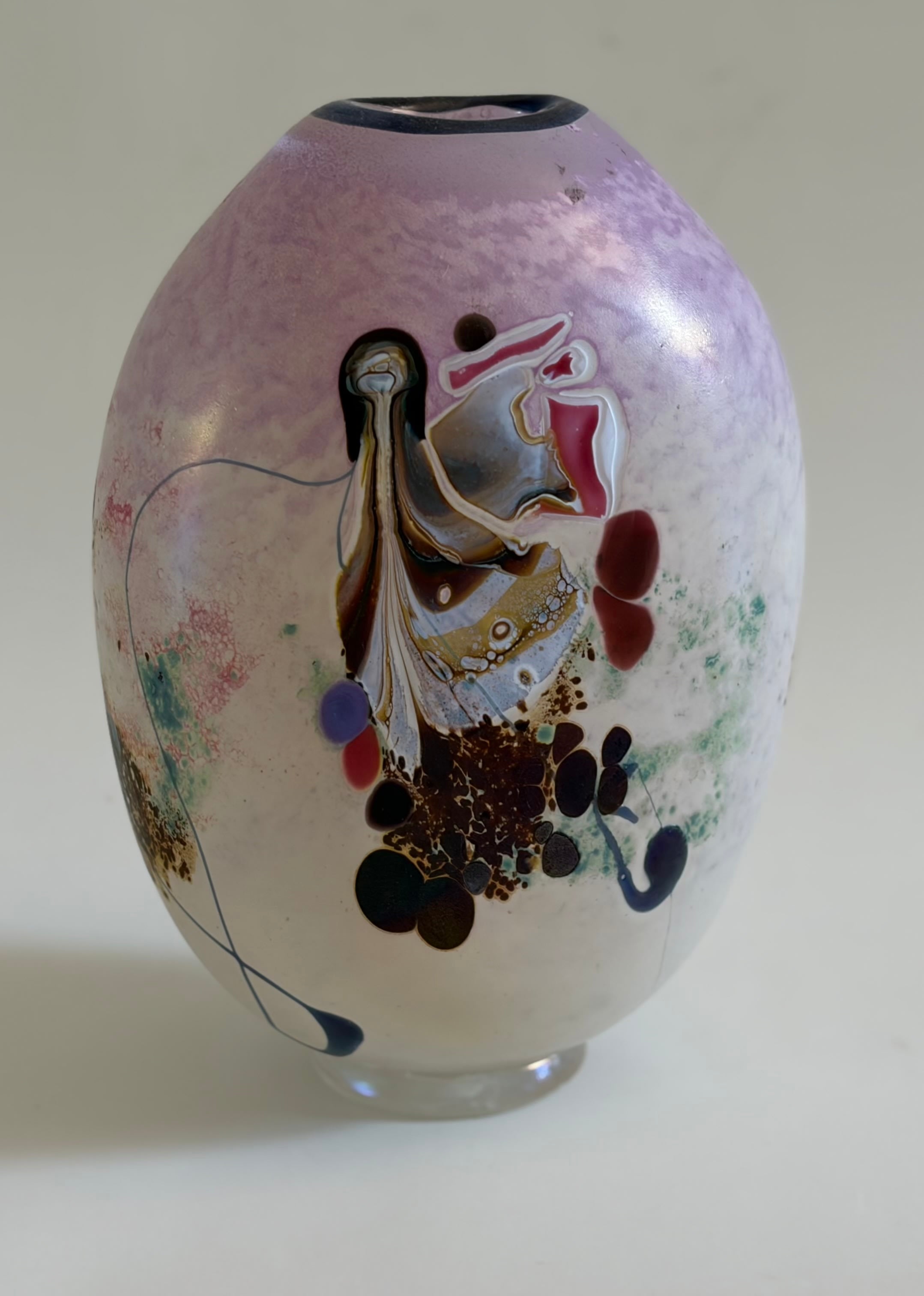 Sculptural Studio Glass Vase by Maître d’Art Robert Pierini, Biot, 1987 — detail view