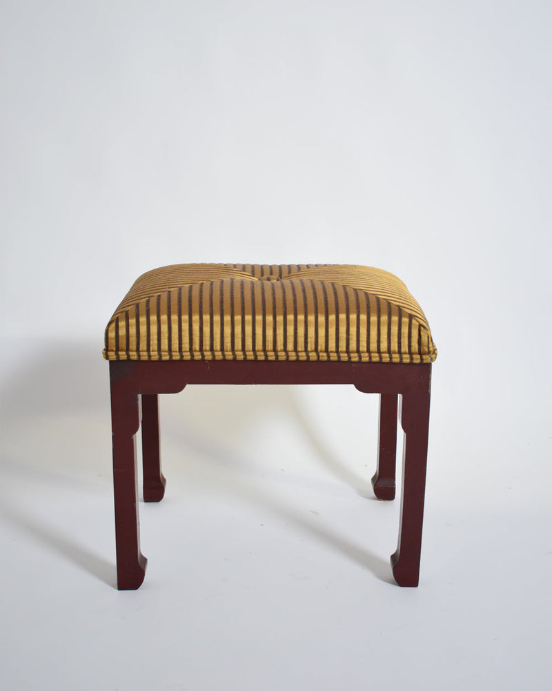 Chinese Style Stool by Barracuda Interiors | The Oblist — striped fabric upholstery