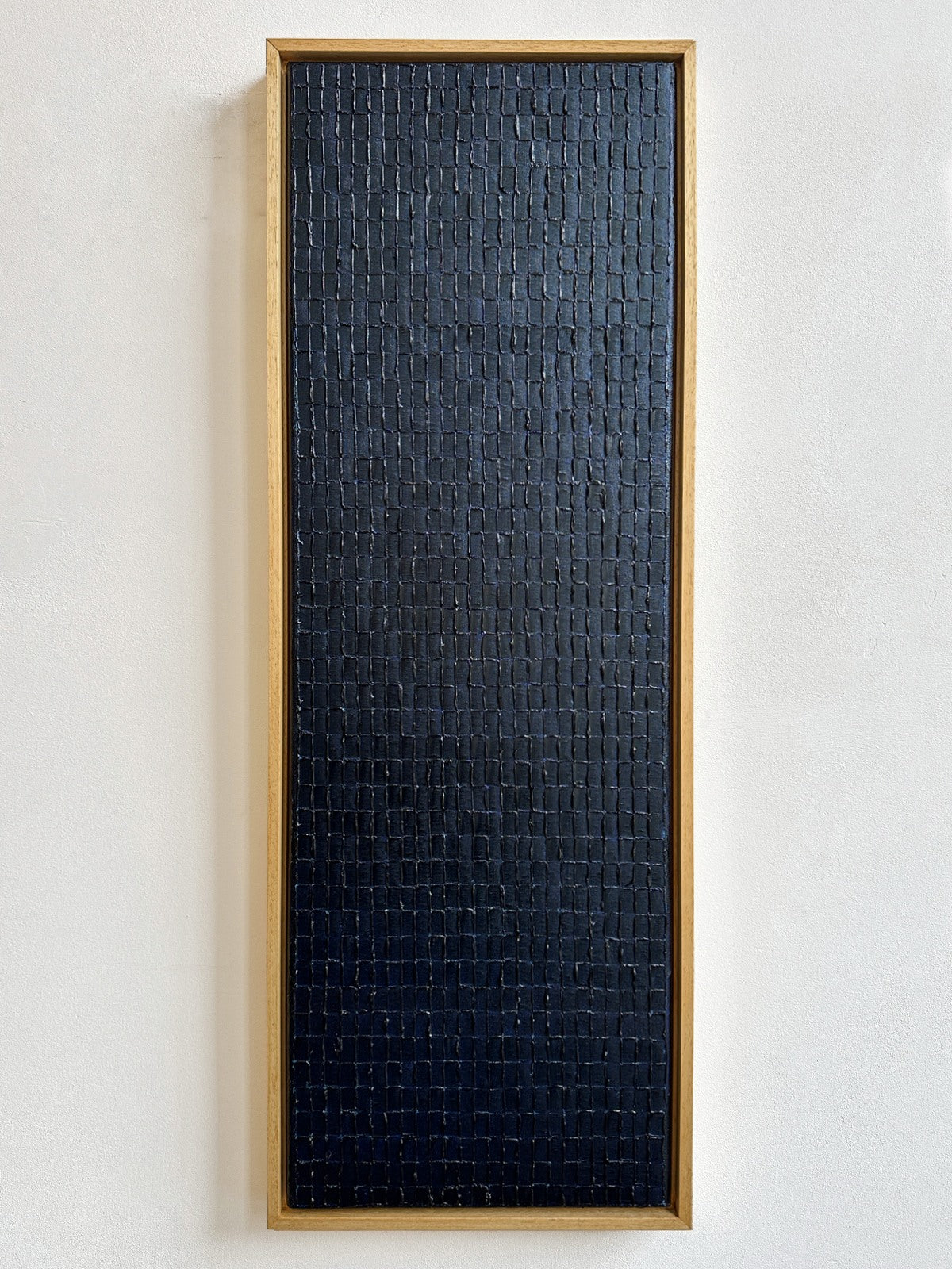Prussian Blue Large textured painting by Roi Elmaliah in wood frame