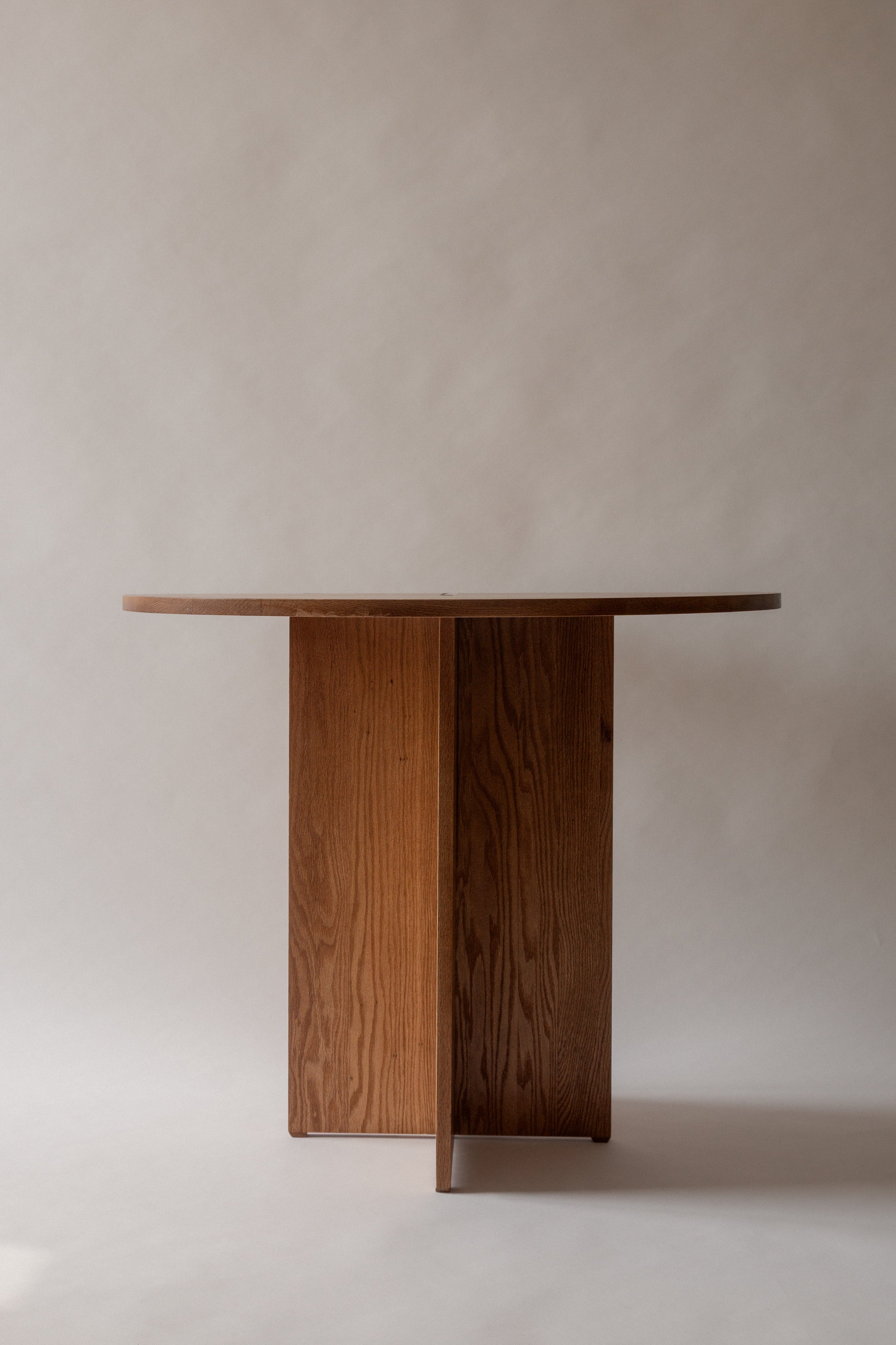 The Axis Table in Wood and Metal — close-up