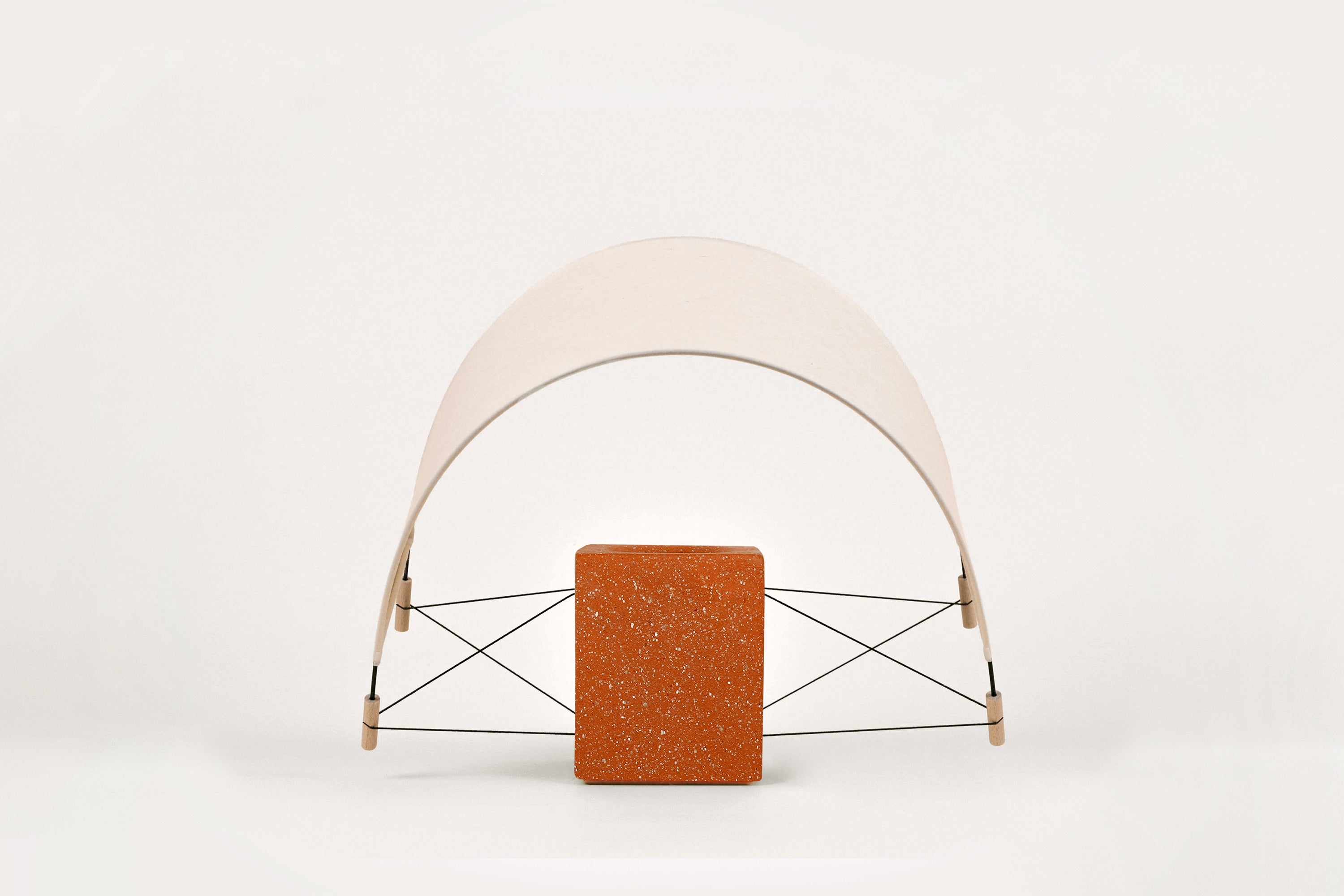 Écla - Terracotta — front view of terracotta base and fabric shade
