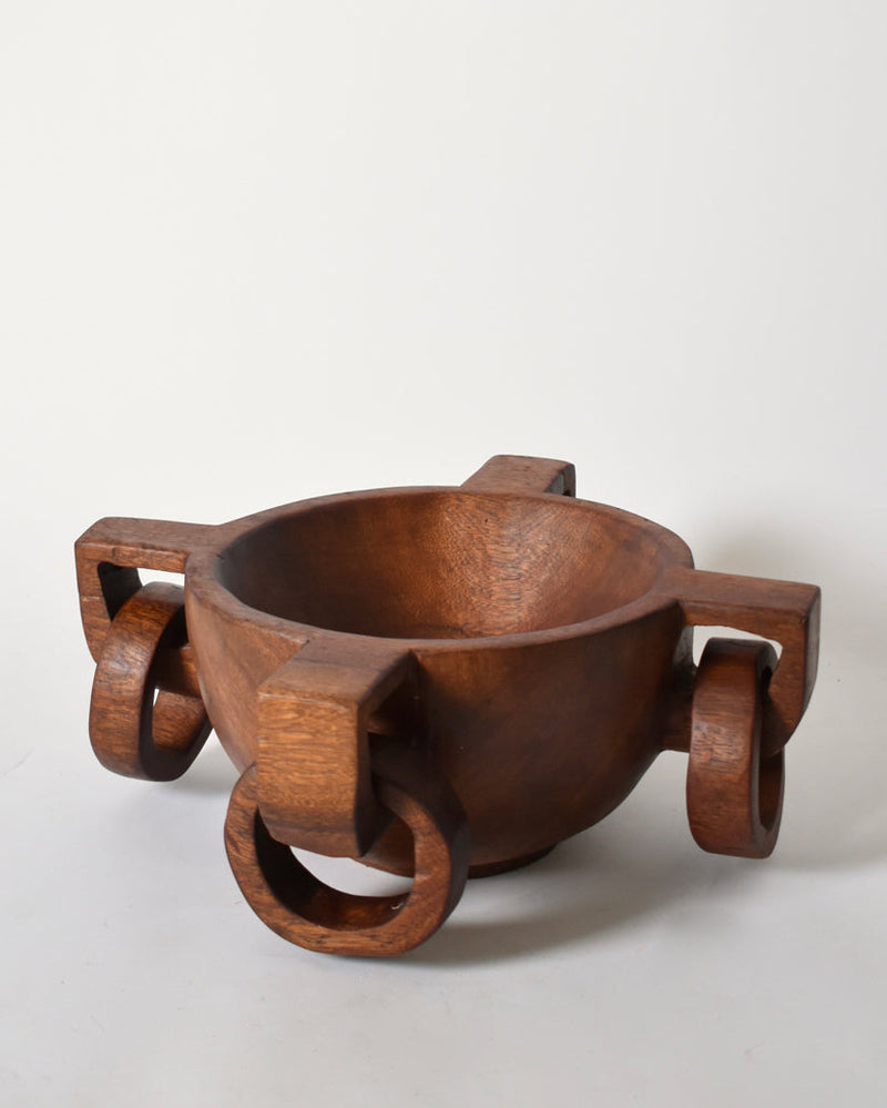 African Work Large Bowl with Handles, 1970s by Barracuda Interiors | The Oblist