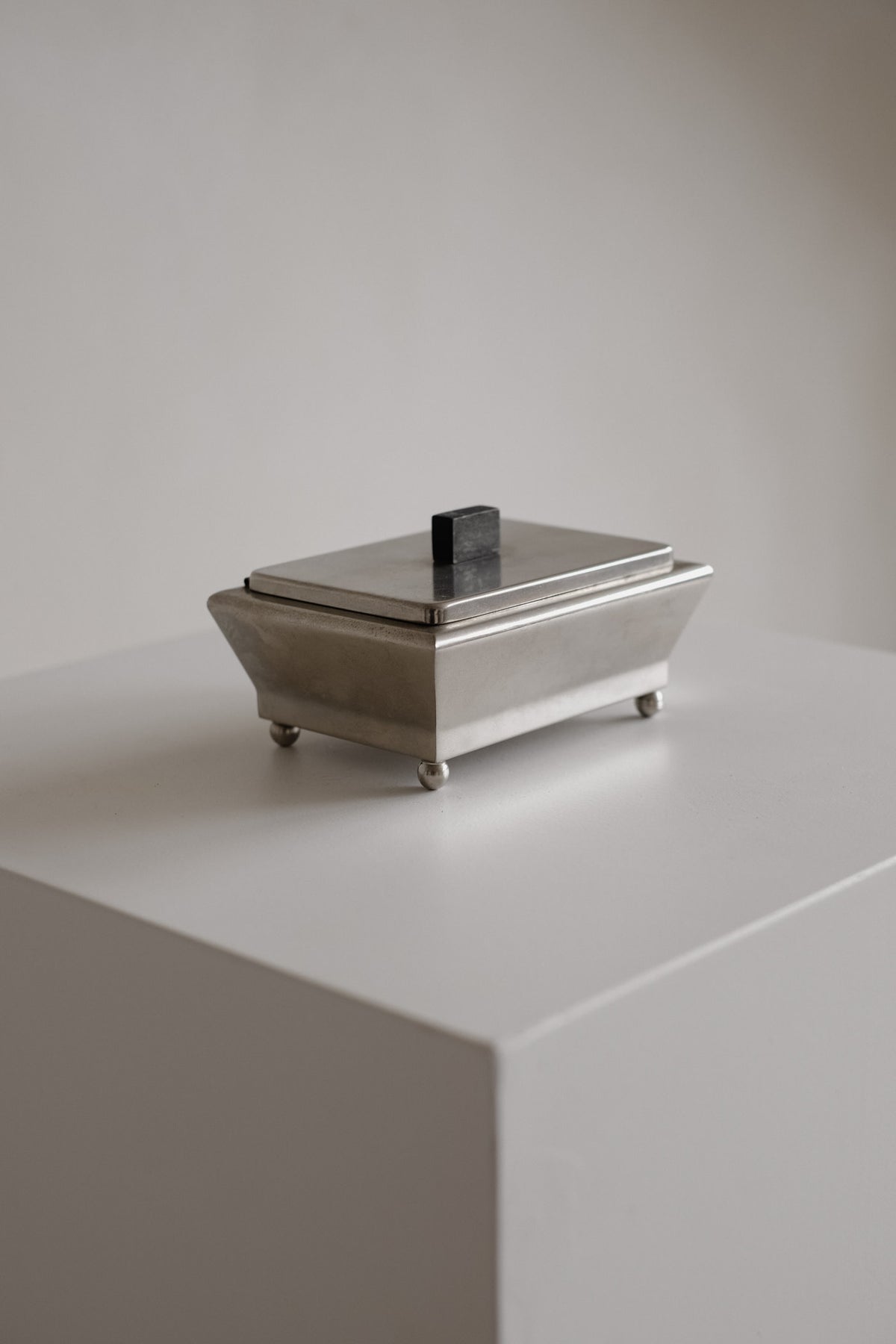 Art Deco Stainless Steel Box, 1930s  — side angle