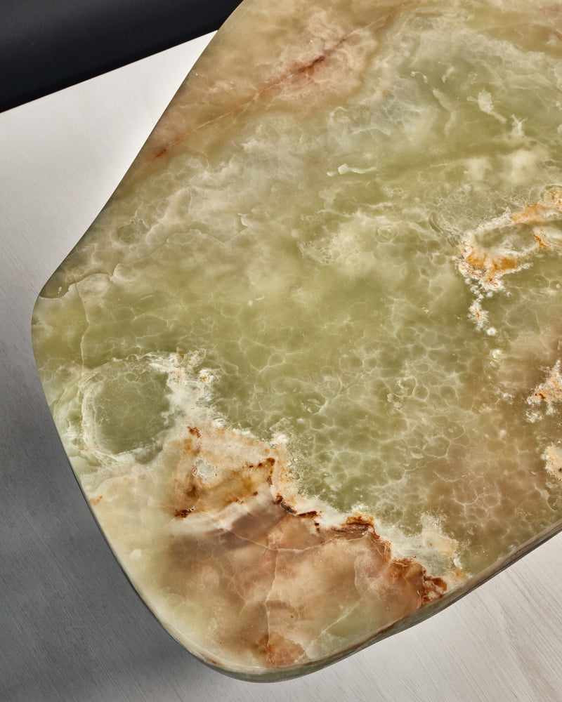 'Oni' Onyx Marble Coffee Table — detail view