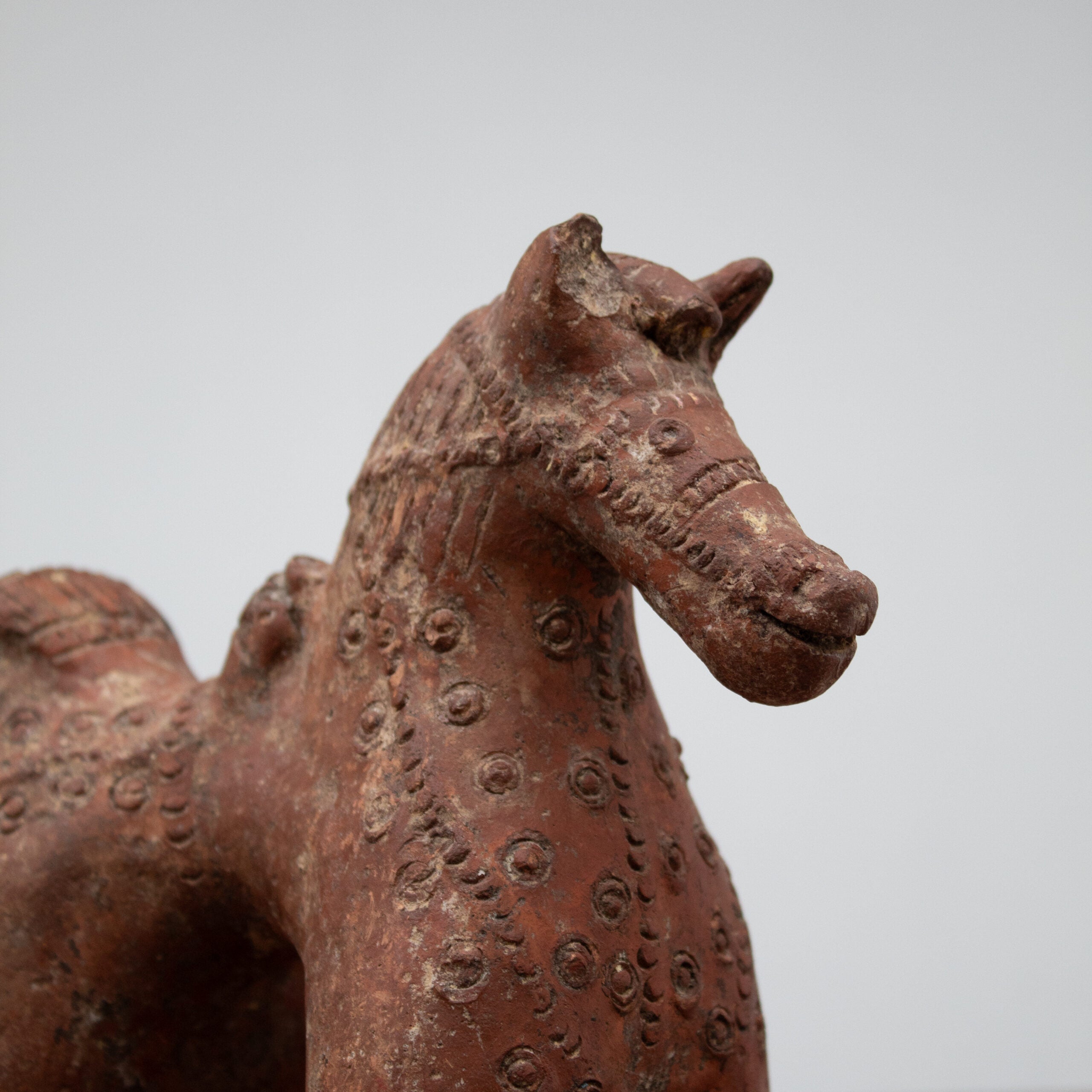Terracotta Horse Sculpture with Geometric Decoration — view 9
