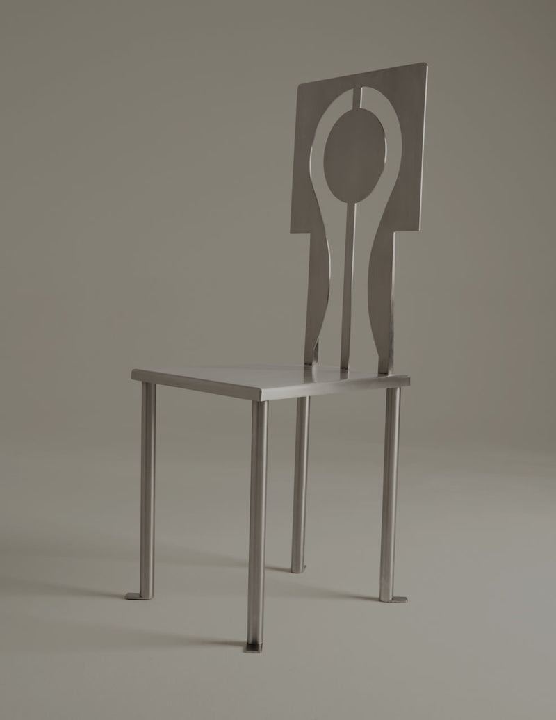 Luna chair profile view showing curved cutout backrest design