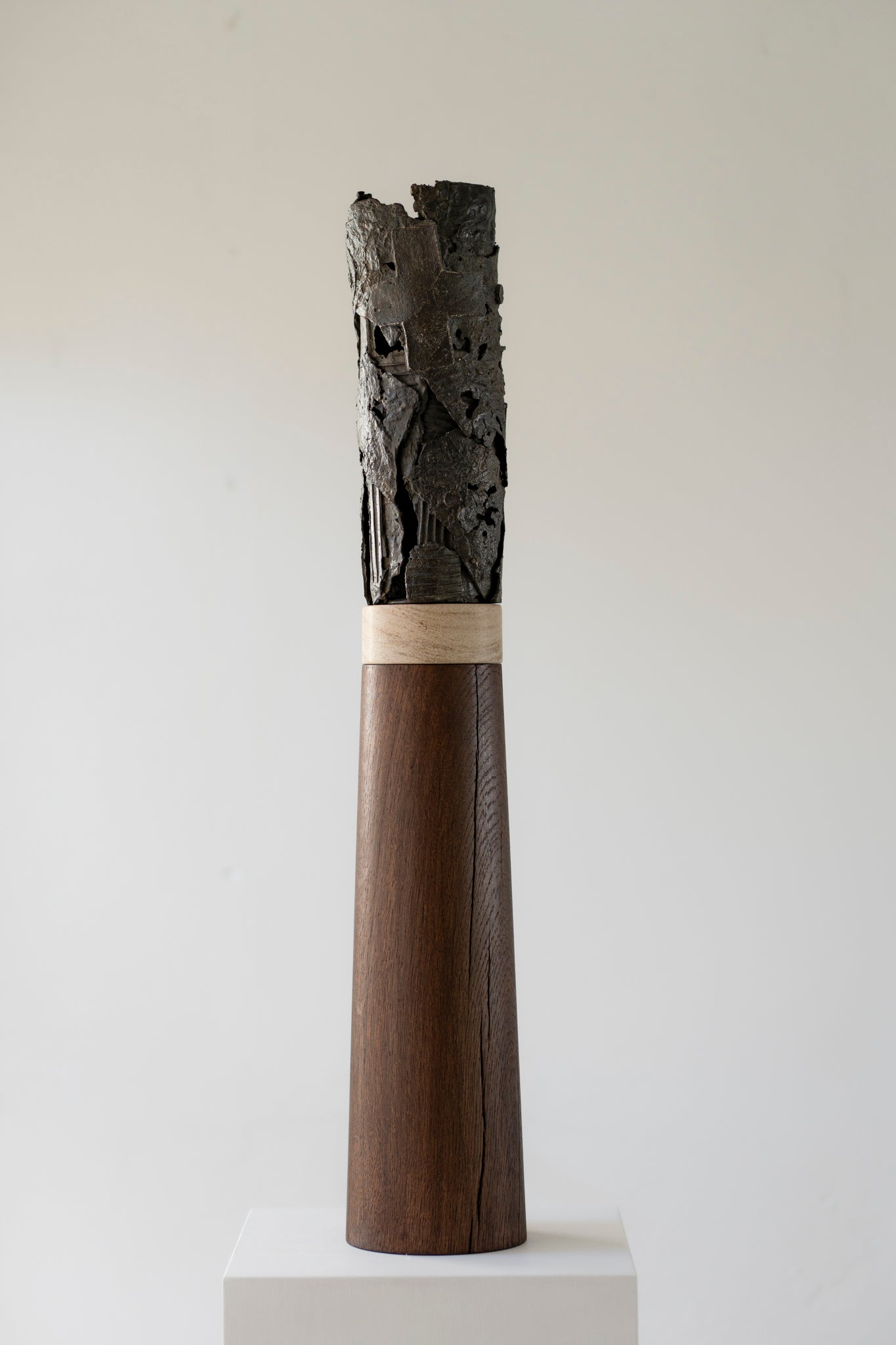 Cylinder X | Bronze, Stone & Oak Sculpture