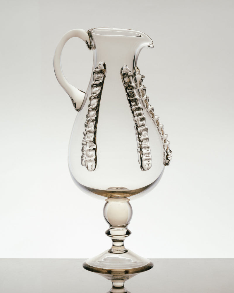 Carafe in Glass with Ornaments - Mouthblown Collection by Lucie Claudia Podrabska | The Oblist — handcrafted clear glass desi