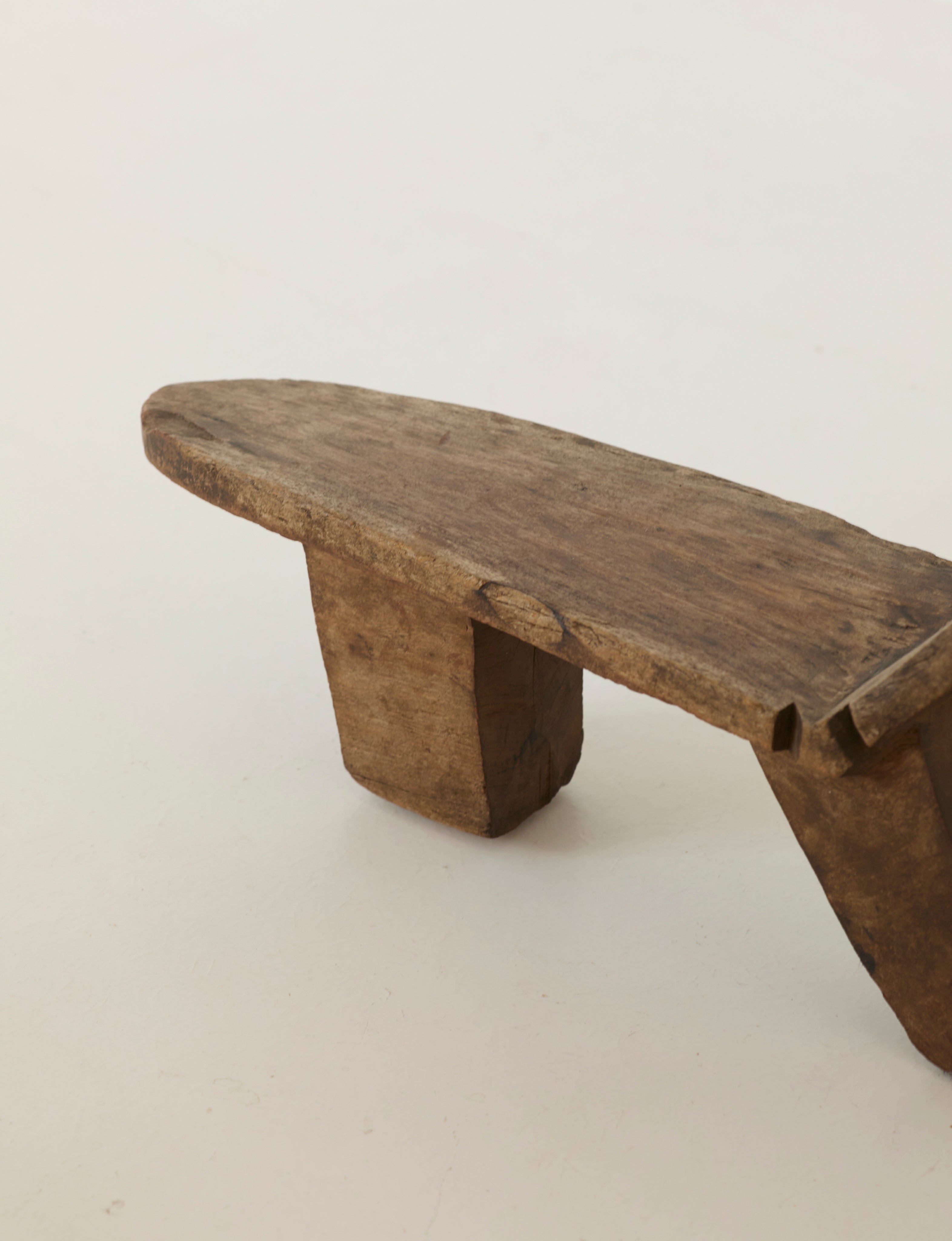 West African Monoxyle Lobi / Stargazer Chair, C. 1950 — close-up of wooden seat detail