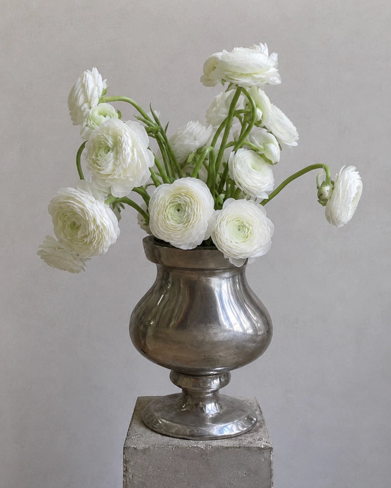 1990s Dutch Vintage Heavy Cast Aluminum Vase — side angle