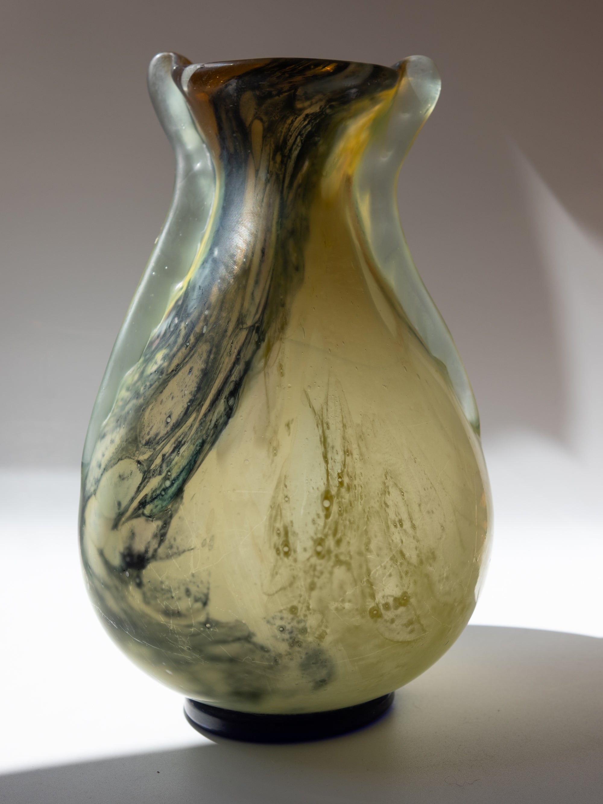 Murano Marbled Vase in Glass, Italy - c. 1970s — detail view