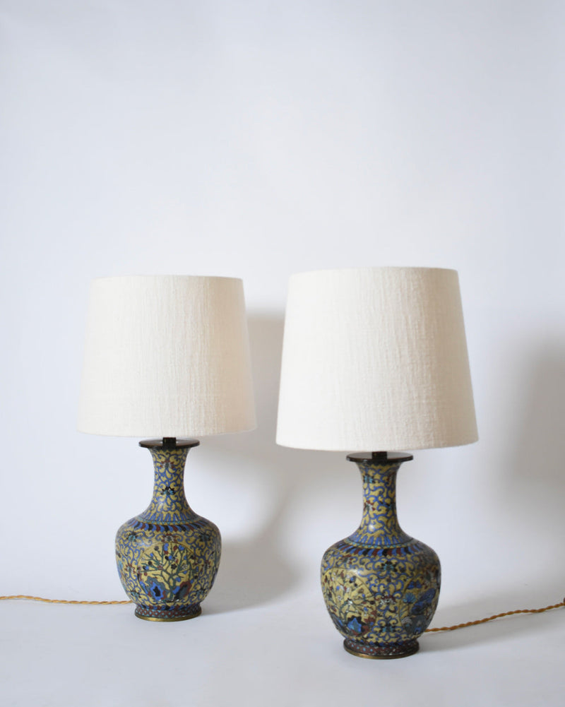 Pair of yellow background cloisonnés, XIXth c. by Barracuda Interiors | The Oblist