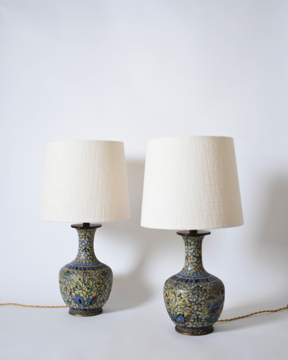 Pair of yellow background cloisonnés, XIXth c. by Barracuda Interiors | The Oblist