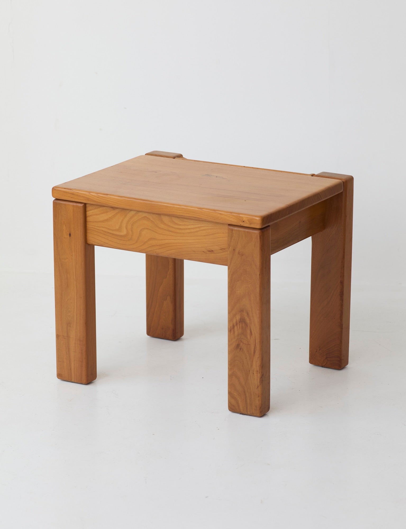 Minimalist Solid Elm Bedside Table with Drawer by Maison Regain, France, 1980s — additional view
