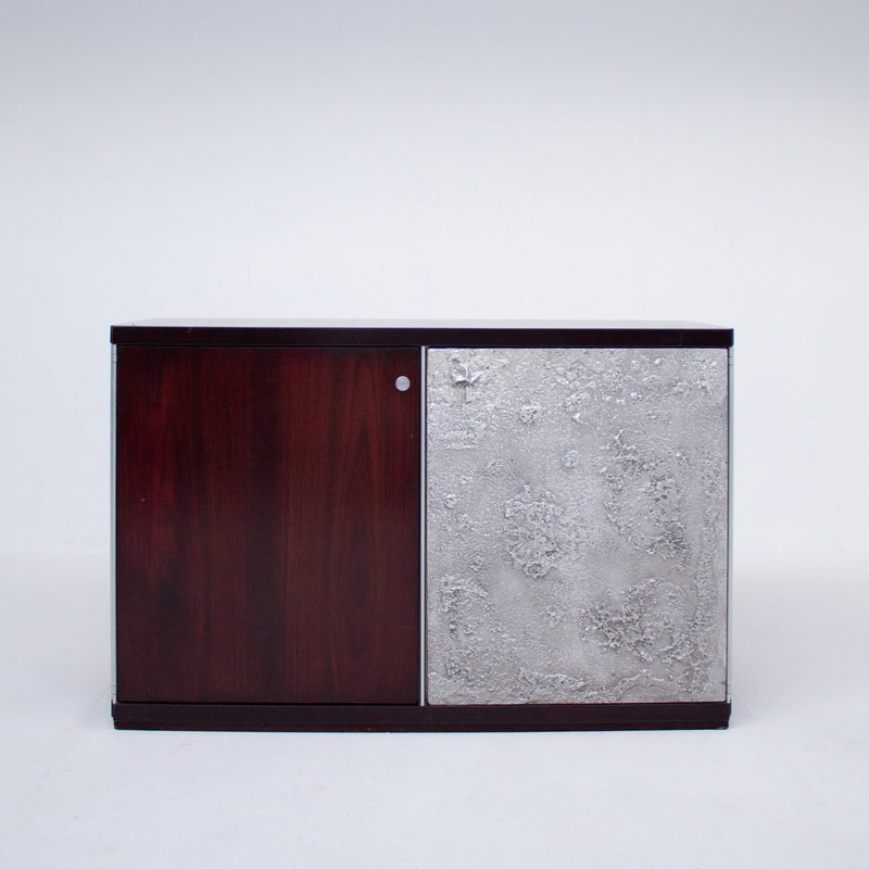 Modern Italian Sideboard/Cabinet in Wood and Metal by Malata Antwerp | The Oblist — dark wood, metal finish