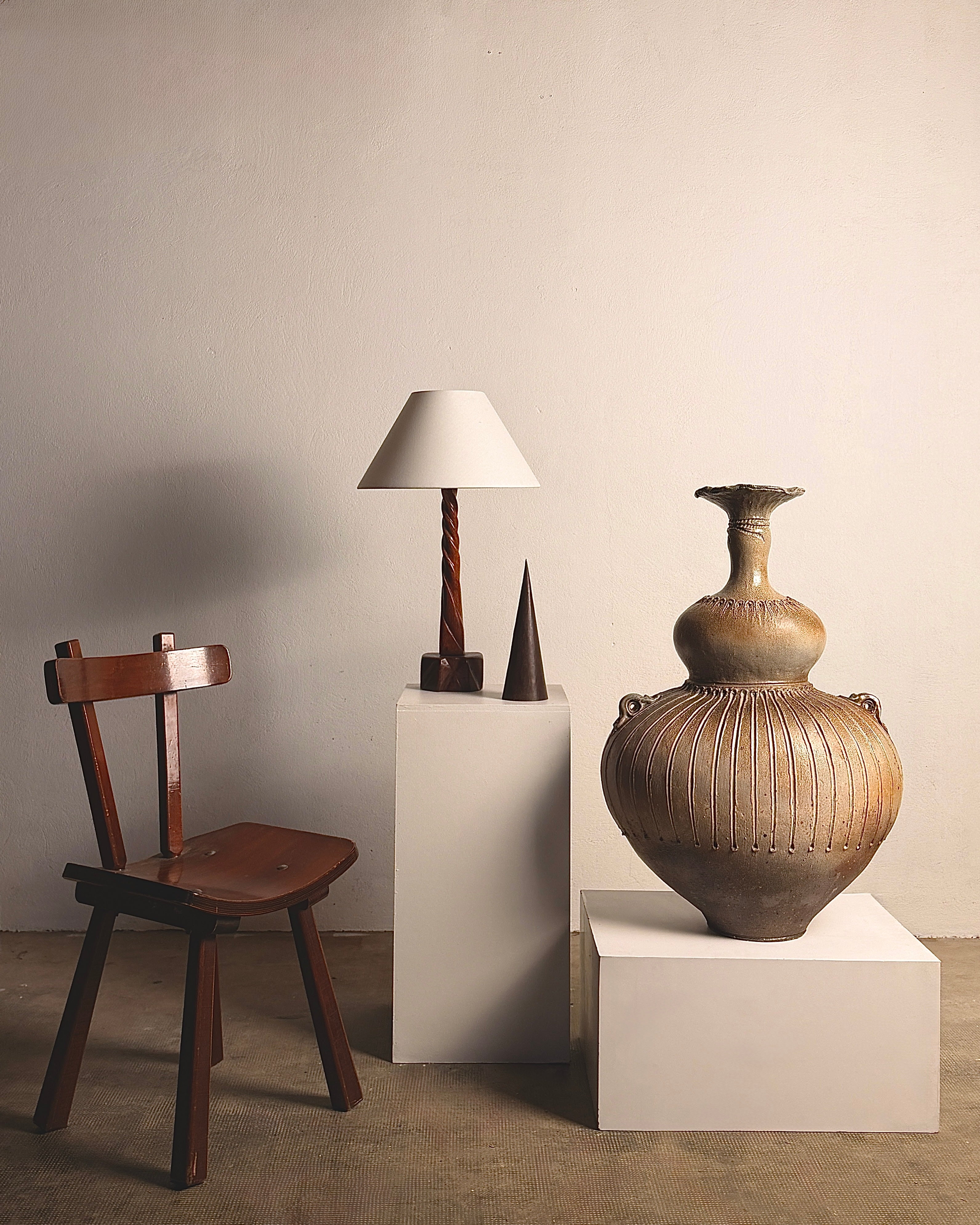 Monumental handled vase by Gustave Tiffoche | The Oblist — ceramic, earthy tones