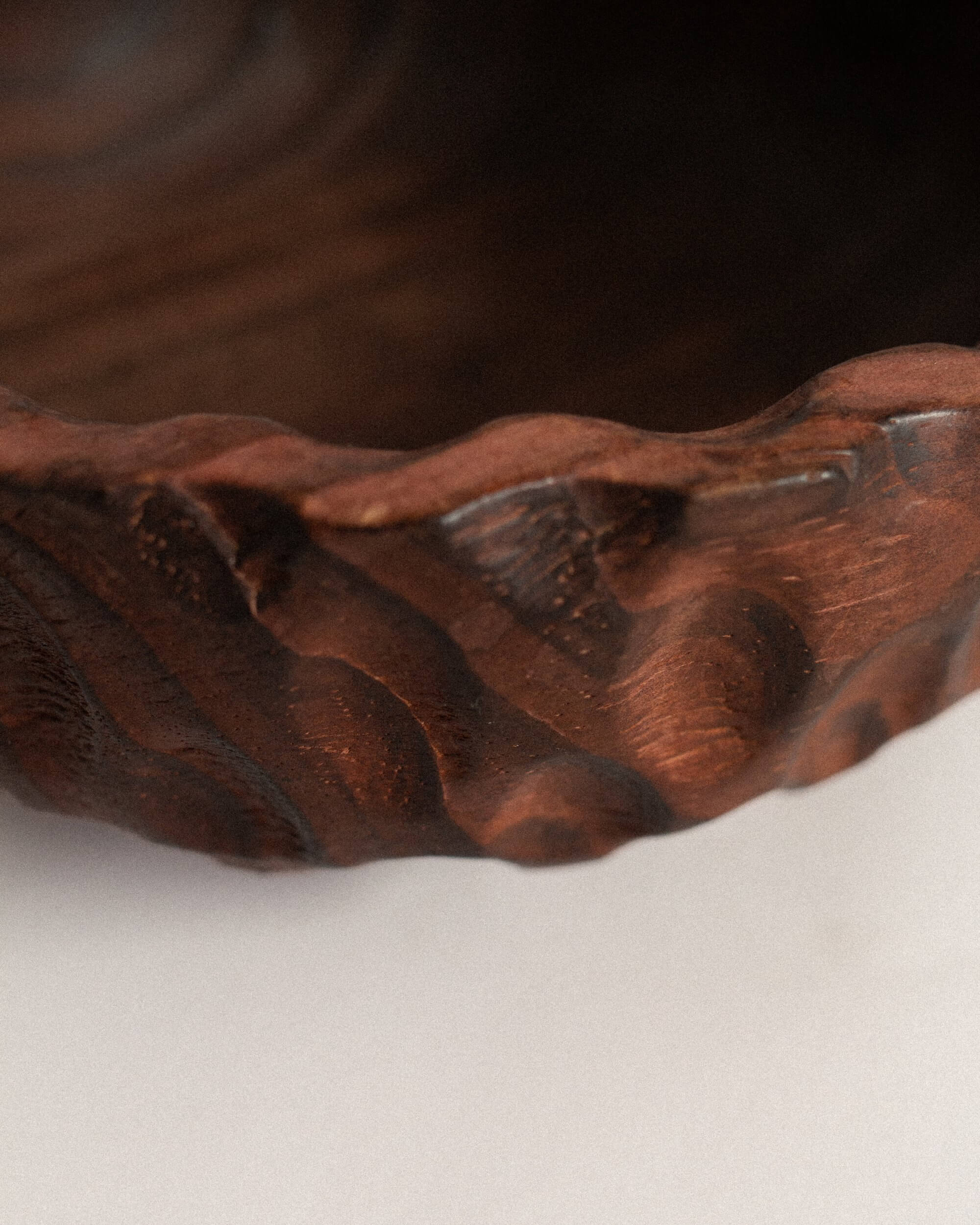 Hand-carved Wooden Bowl — side angle