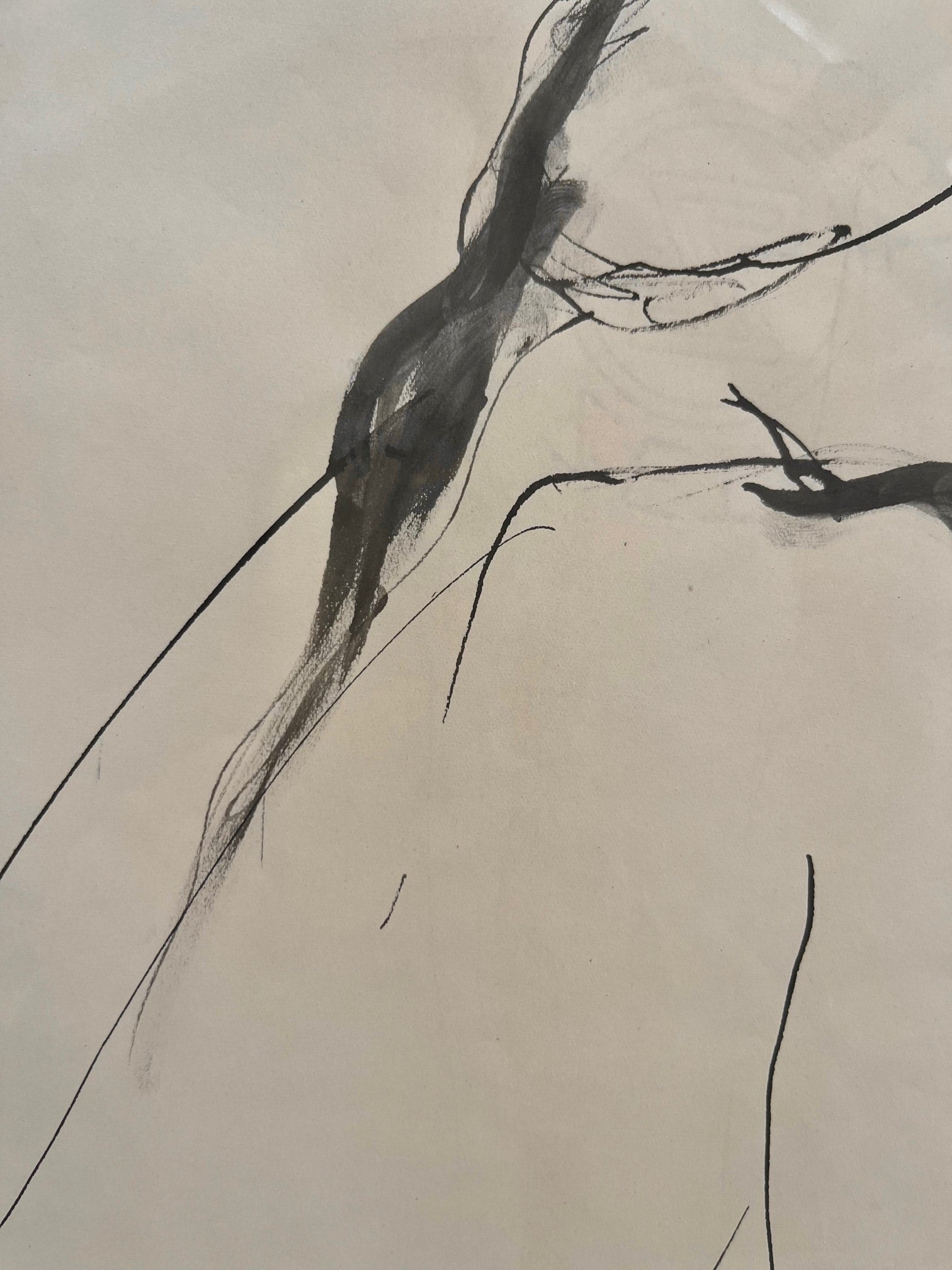Reclining Nude in Ink, 1962 — side angle showing ink lines on paper