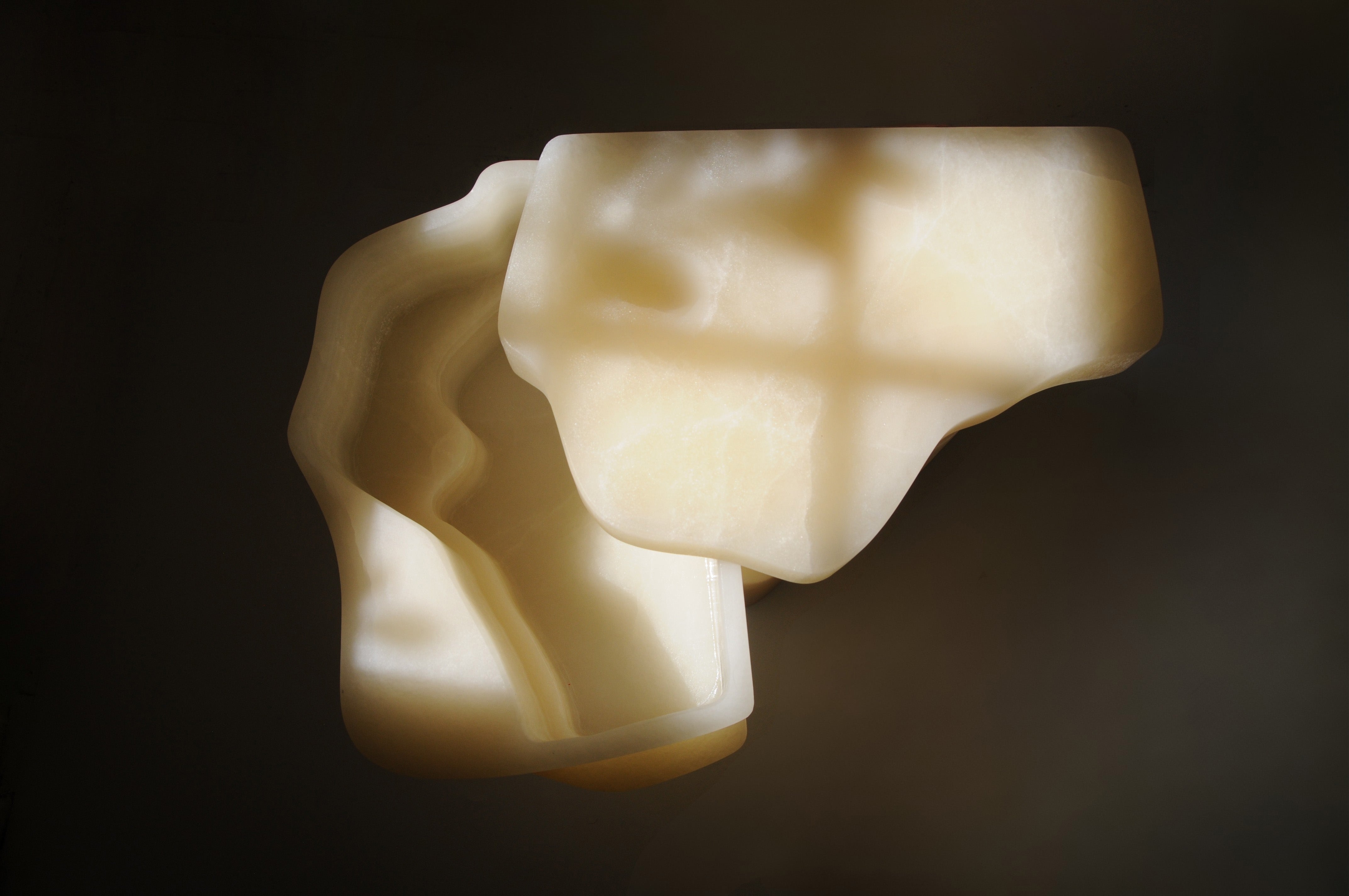 White Moth Nightstand Set in White Onyx Marble — additional view