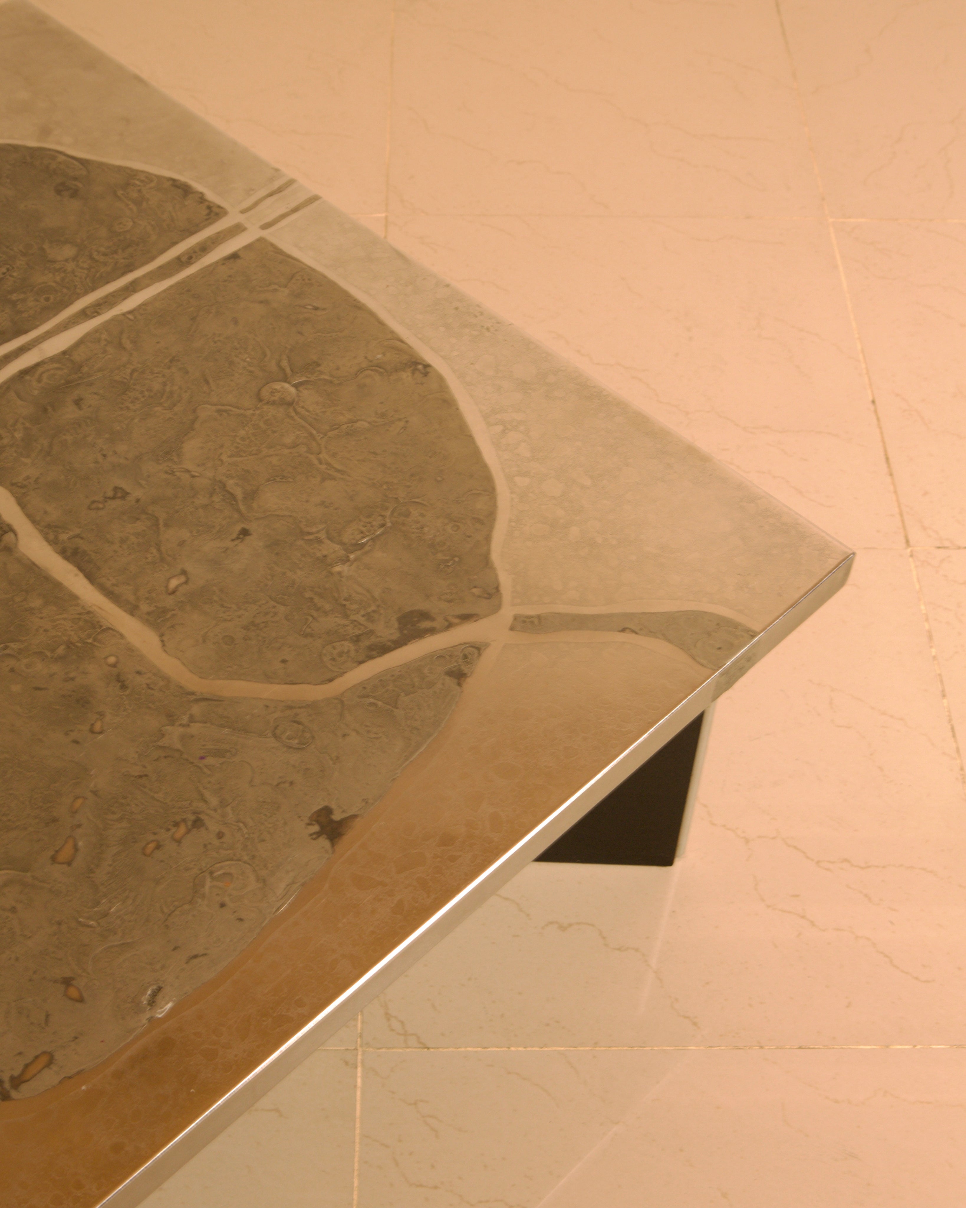 Sculptural coffee table in wood and steel by Heinz Lilienthal, 1960s — side angle