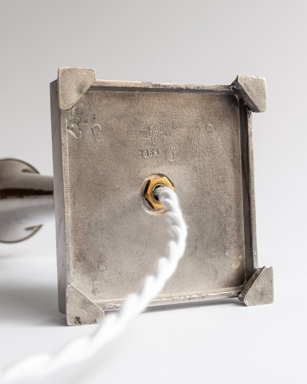 Swedish Art Deco Pewter Table Lamp by GAB, 1934 — in context