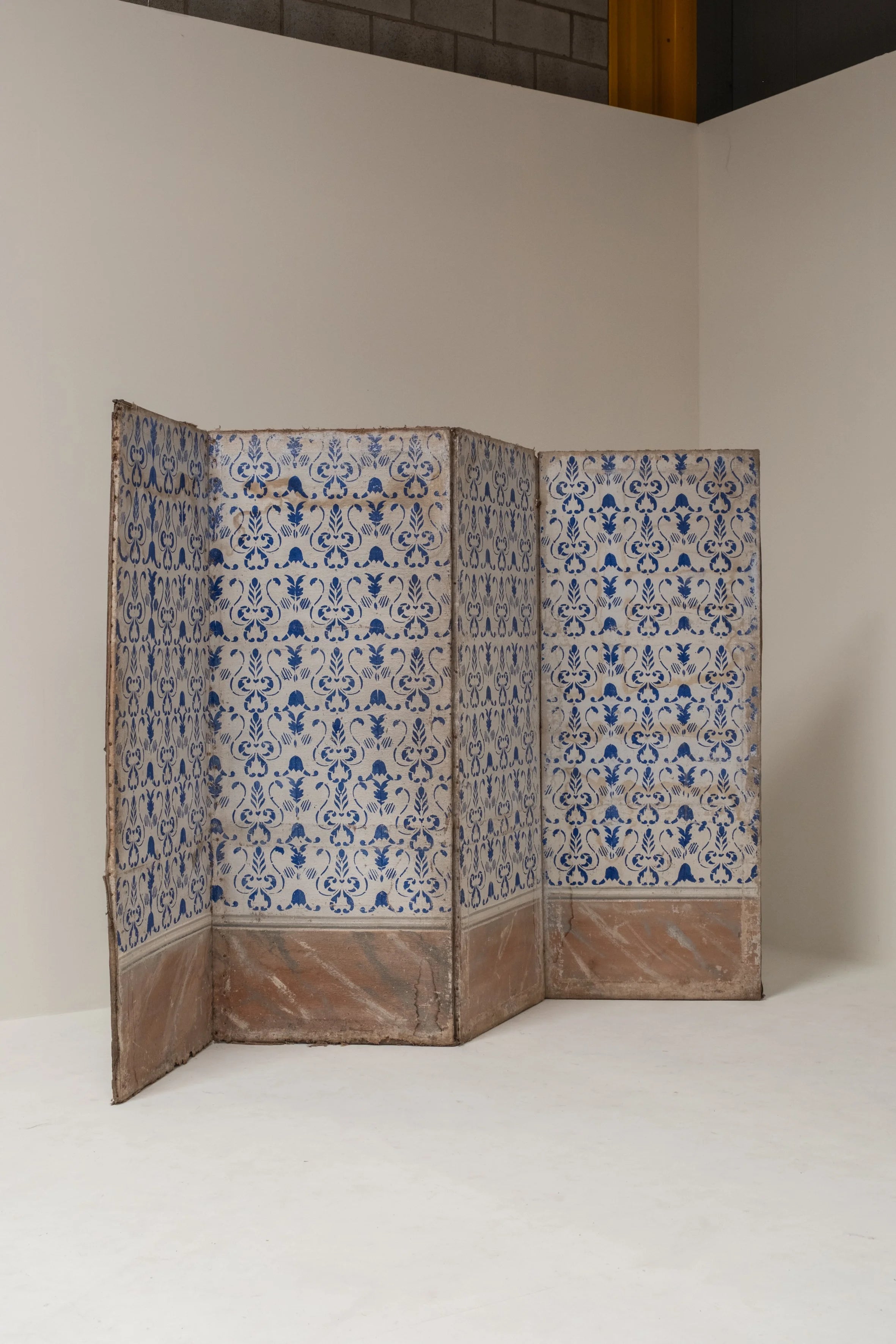 19th Century Italian Painted Four-Panel Screen (Paravent) — side angle