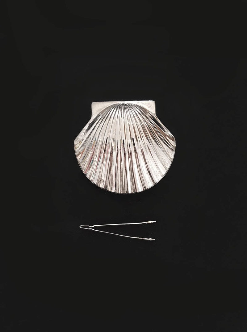 Silver-plated Shell Pill Box by Les Objoies | The Oblist — silver finish, modern design