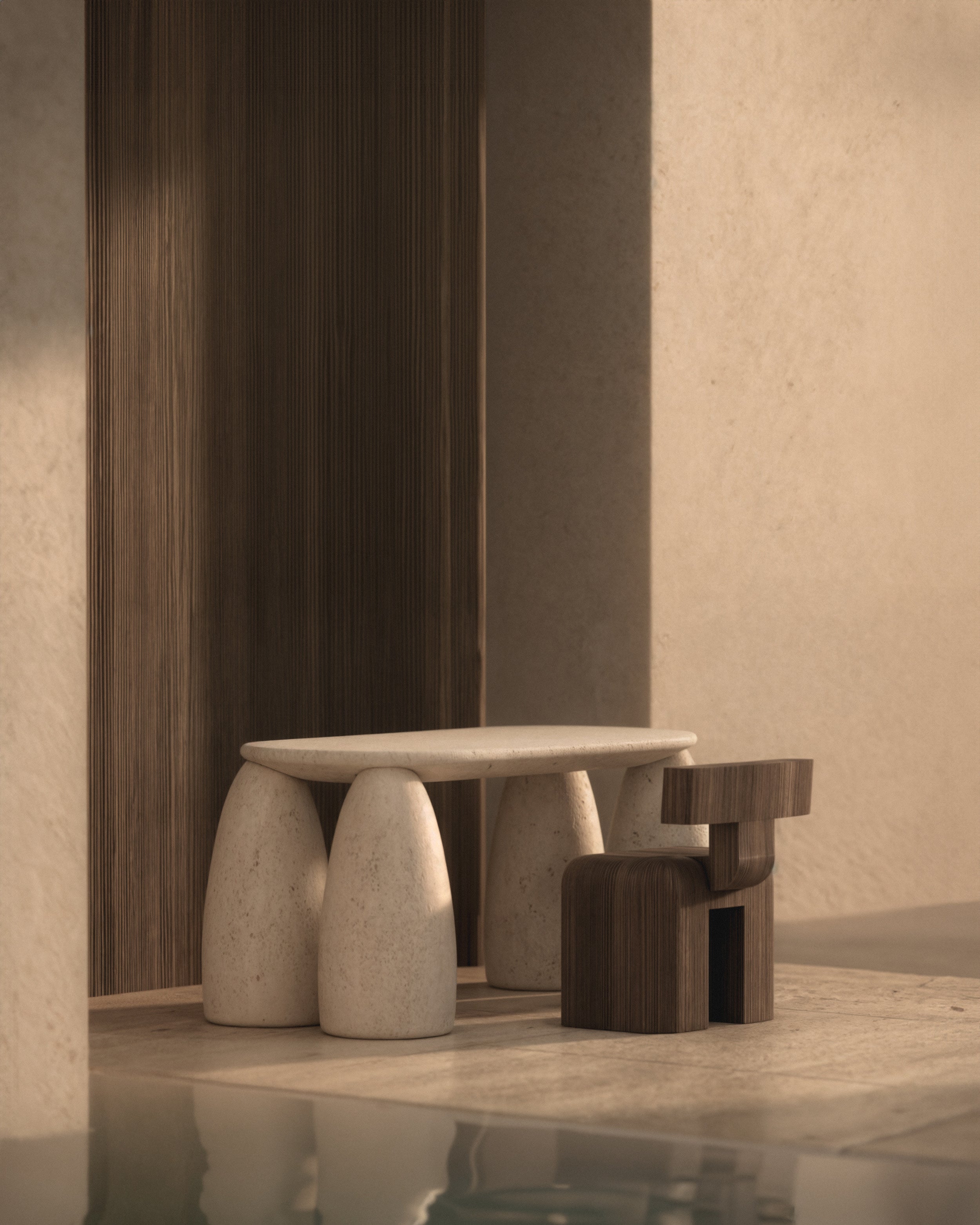 M_019 Desk / Travertine