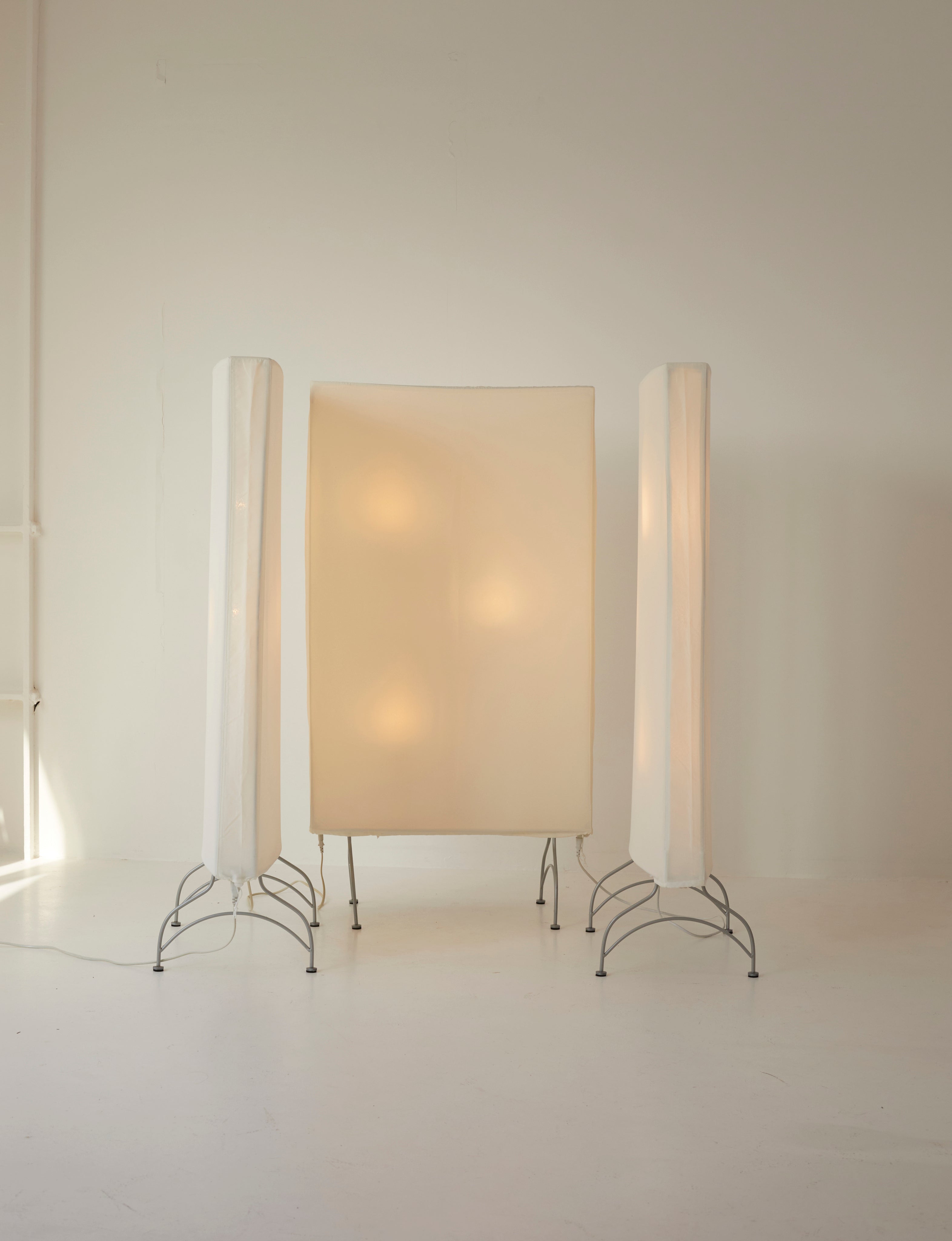 Écran Lumineux Vintage à Intensité Réglable / Lampadaire / Séparateur de Pièce en Tissu Amovible Vers 2000