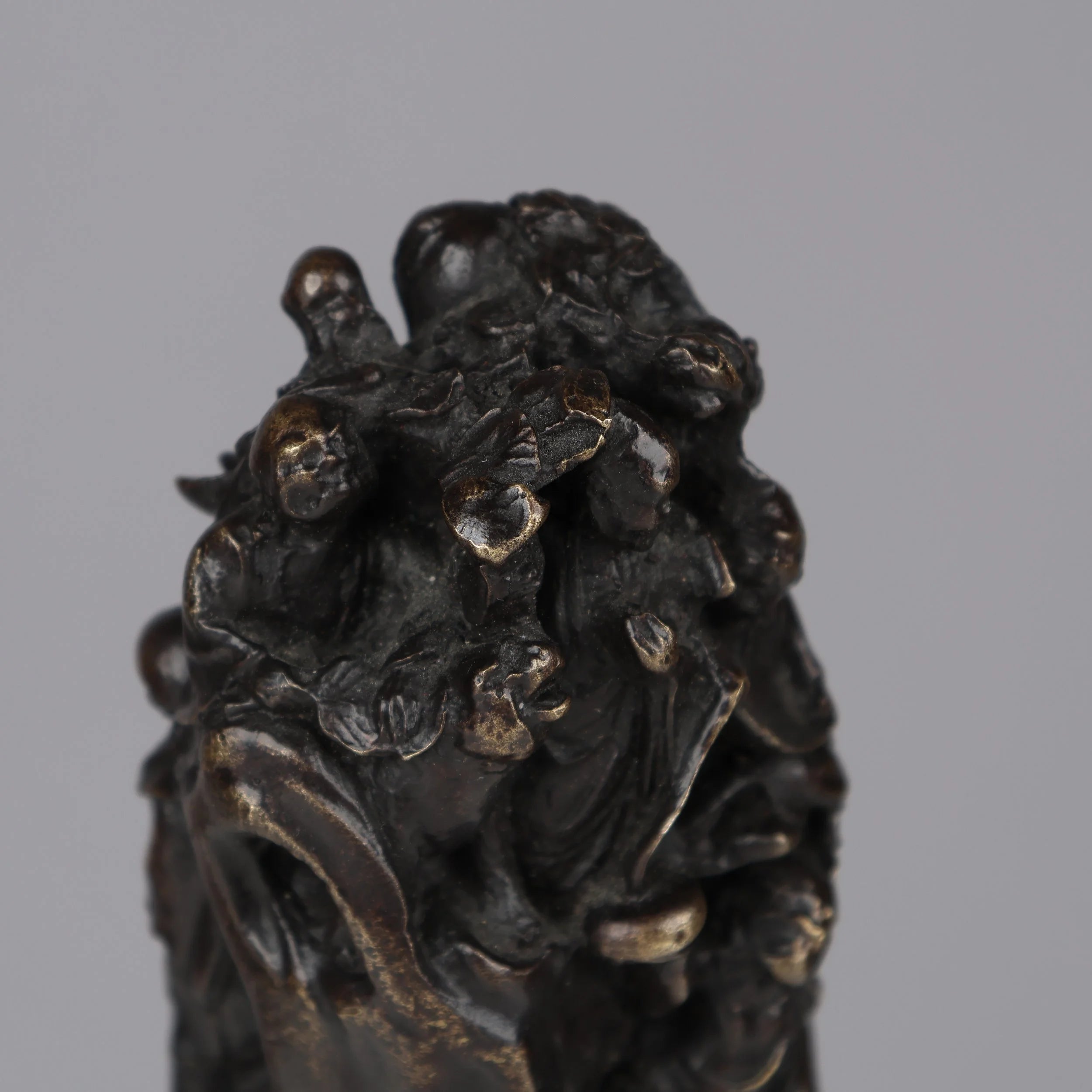 Bronze sculpture of 'Monks on a Mountain', by C.F. Woerffel — close-up