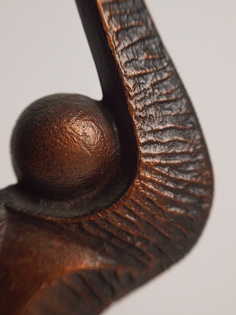 Vintage Polish Metal Candle Holders 1970s- Set of 3 — close-up of textured bronze finish