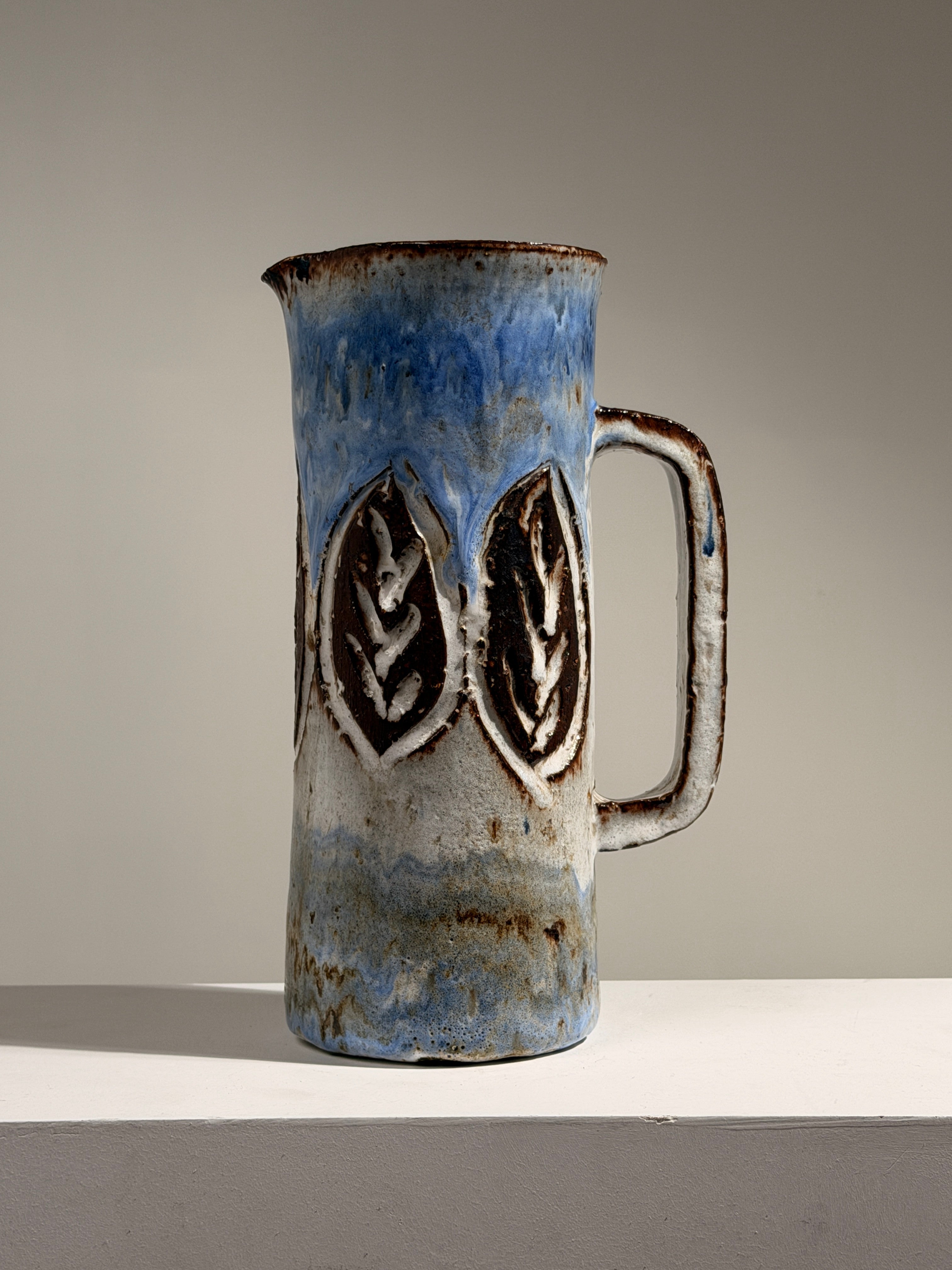 Ceramic pitcher by Albert Thiry, Vallauris, France, circa 1970 — detail view